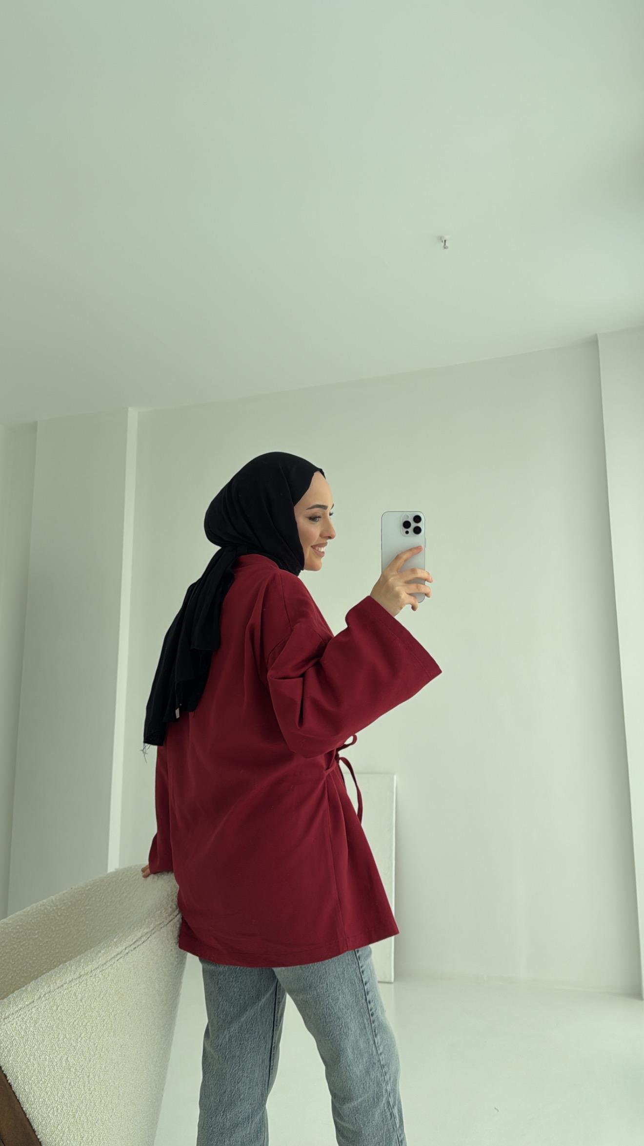 Yandan Bağlama Kimono Bordo