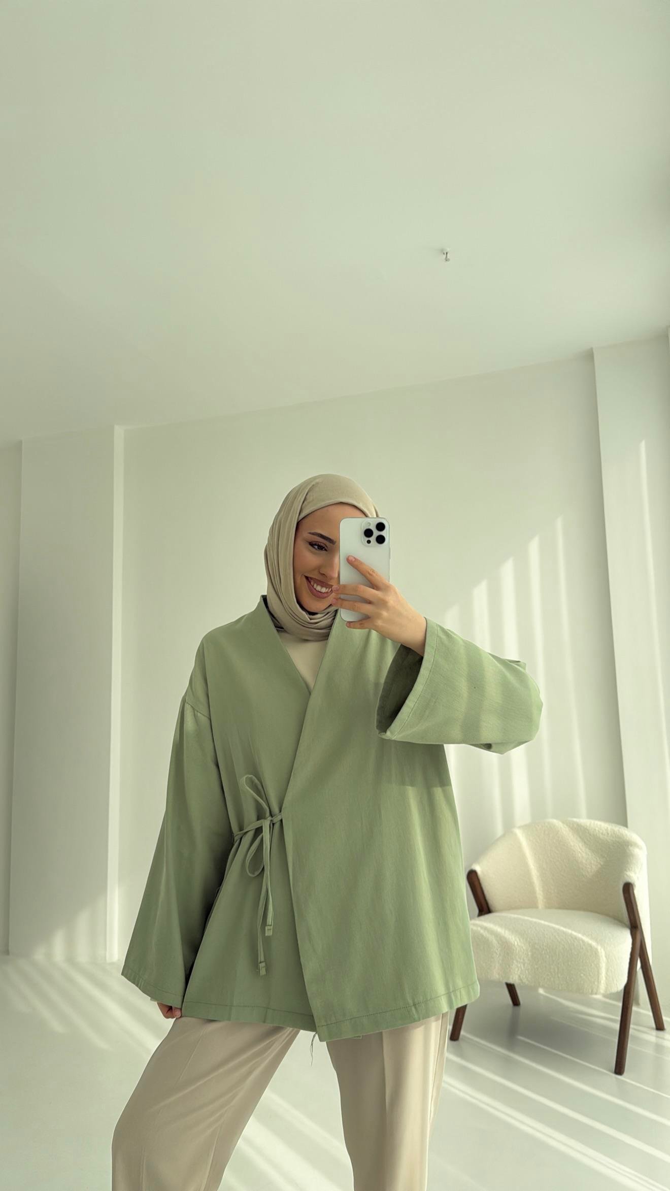 Yandan Bağlama Kimono Mint