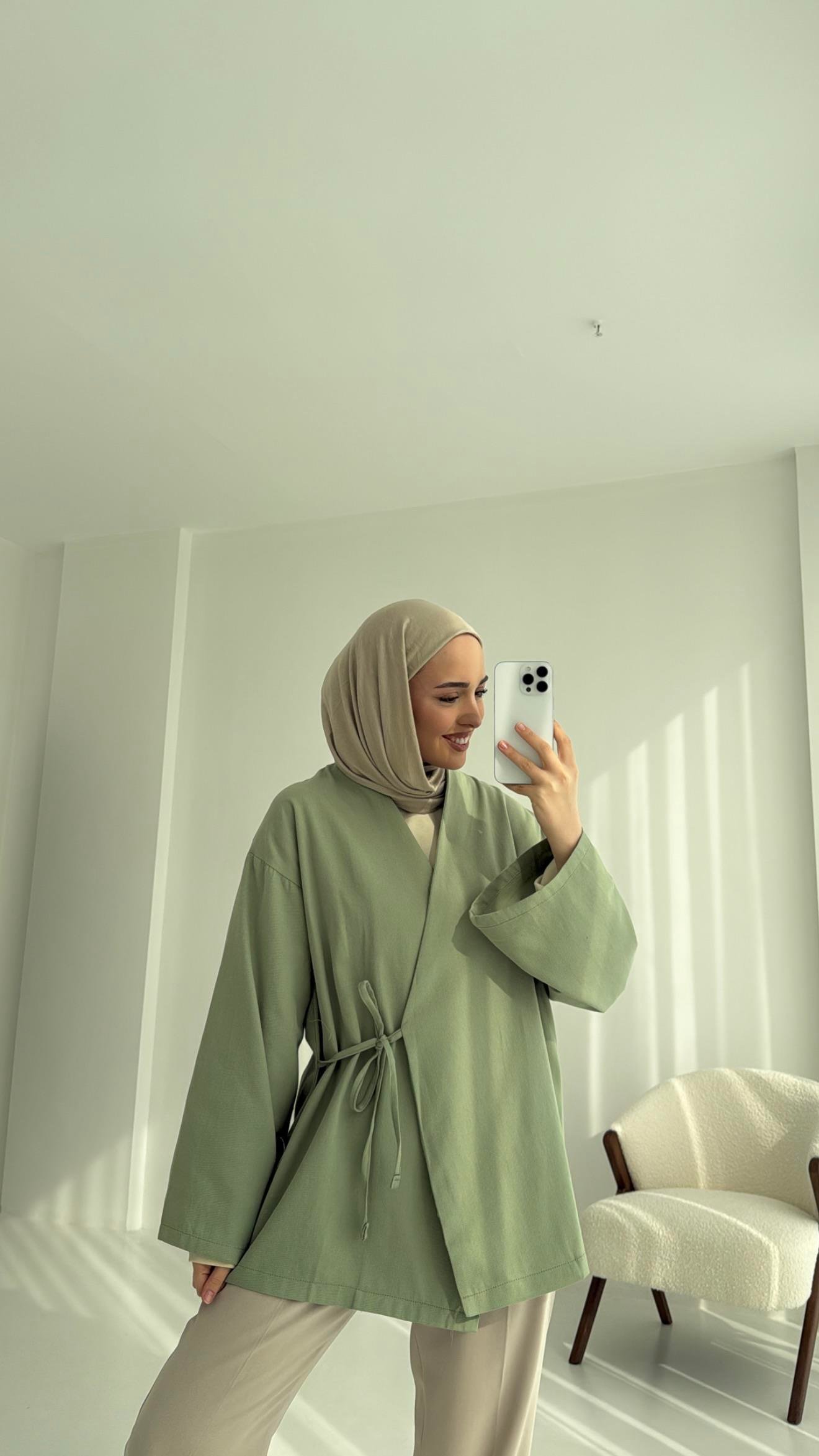 Yandan Bağlama Kimono Mint