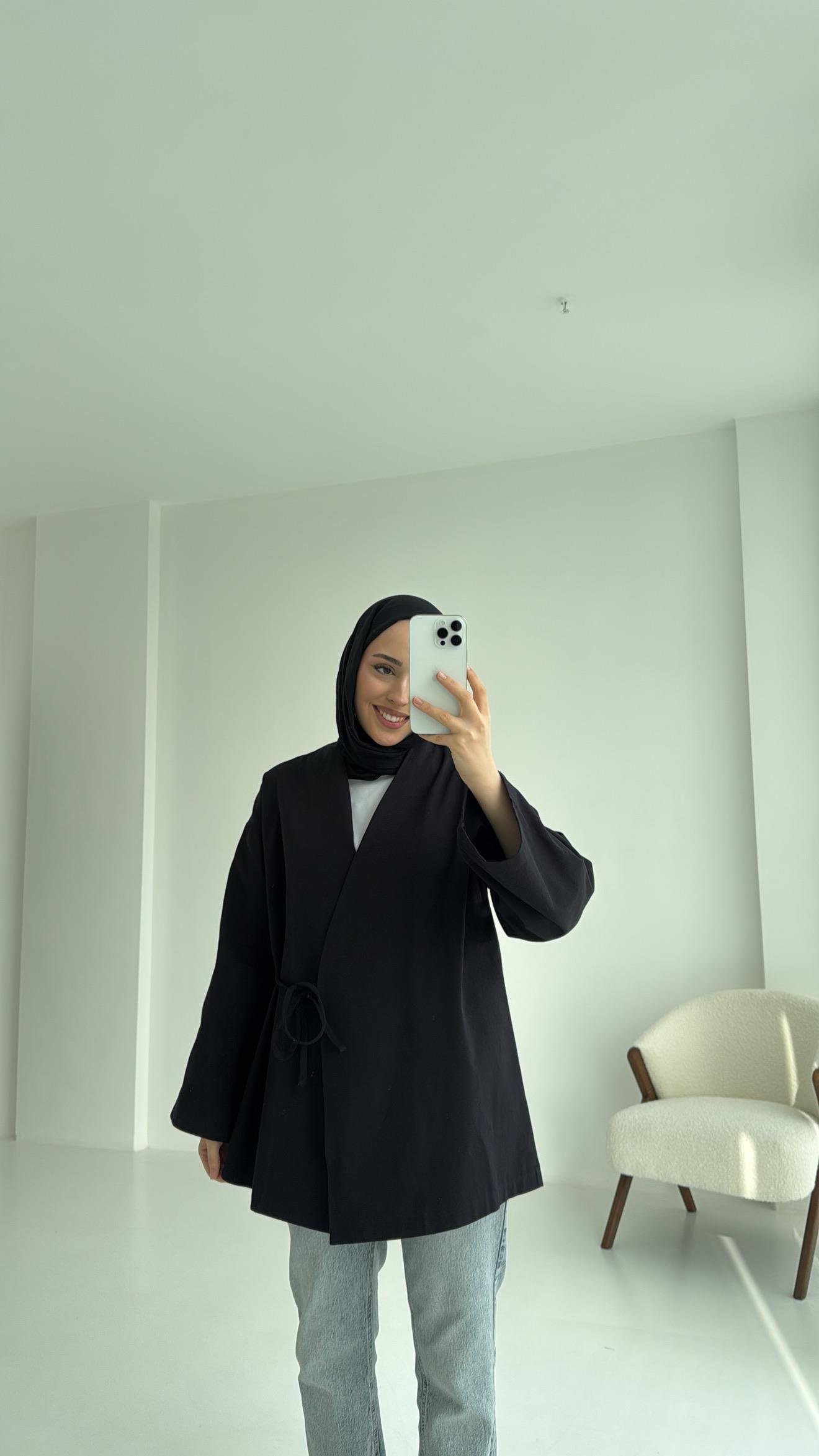 Yandan Bağlama Kimono Siyah