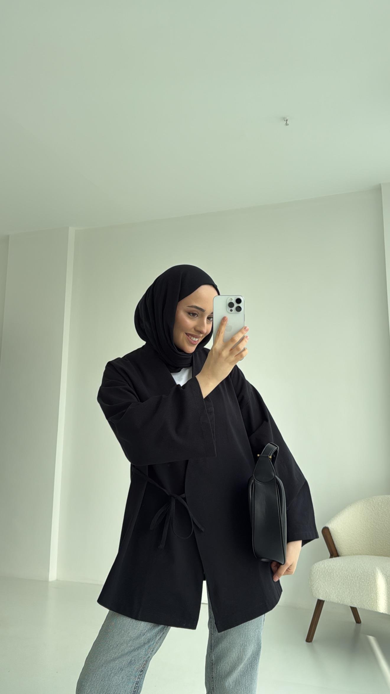 Yandan Bağlama Kimono Siyah