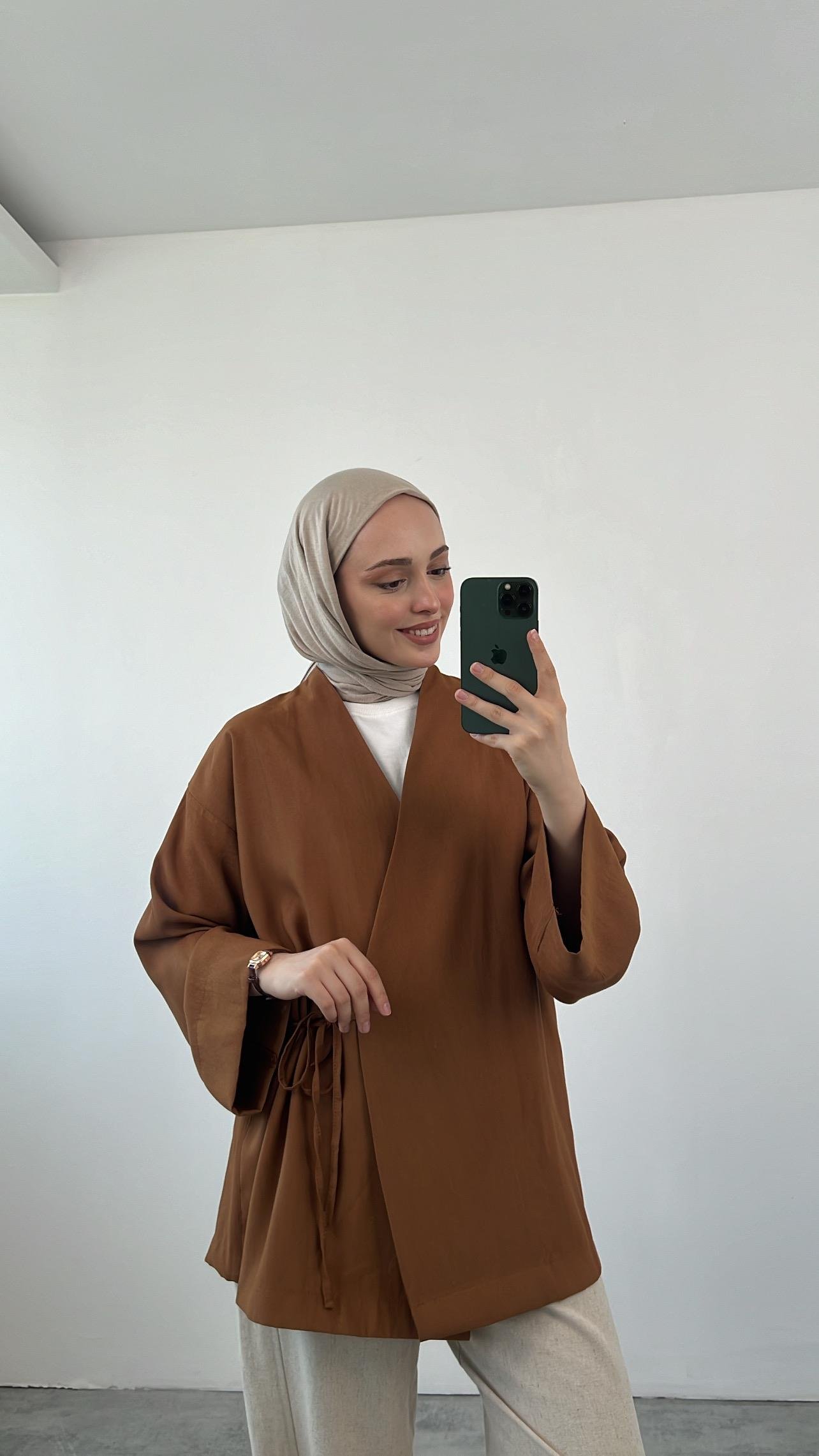 Yazlık Kumaş Yandan Bağlamalı Kimono 