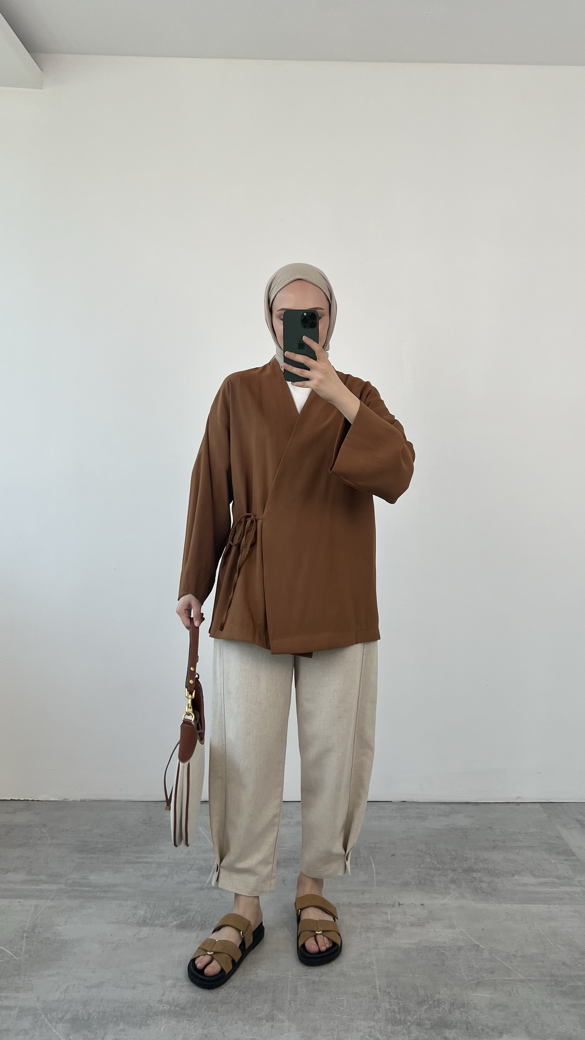 Yazlık Kumaş Yandan Bağlamalı Kimono 