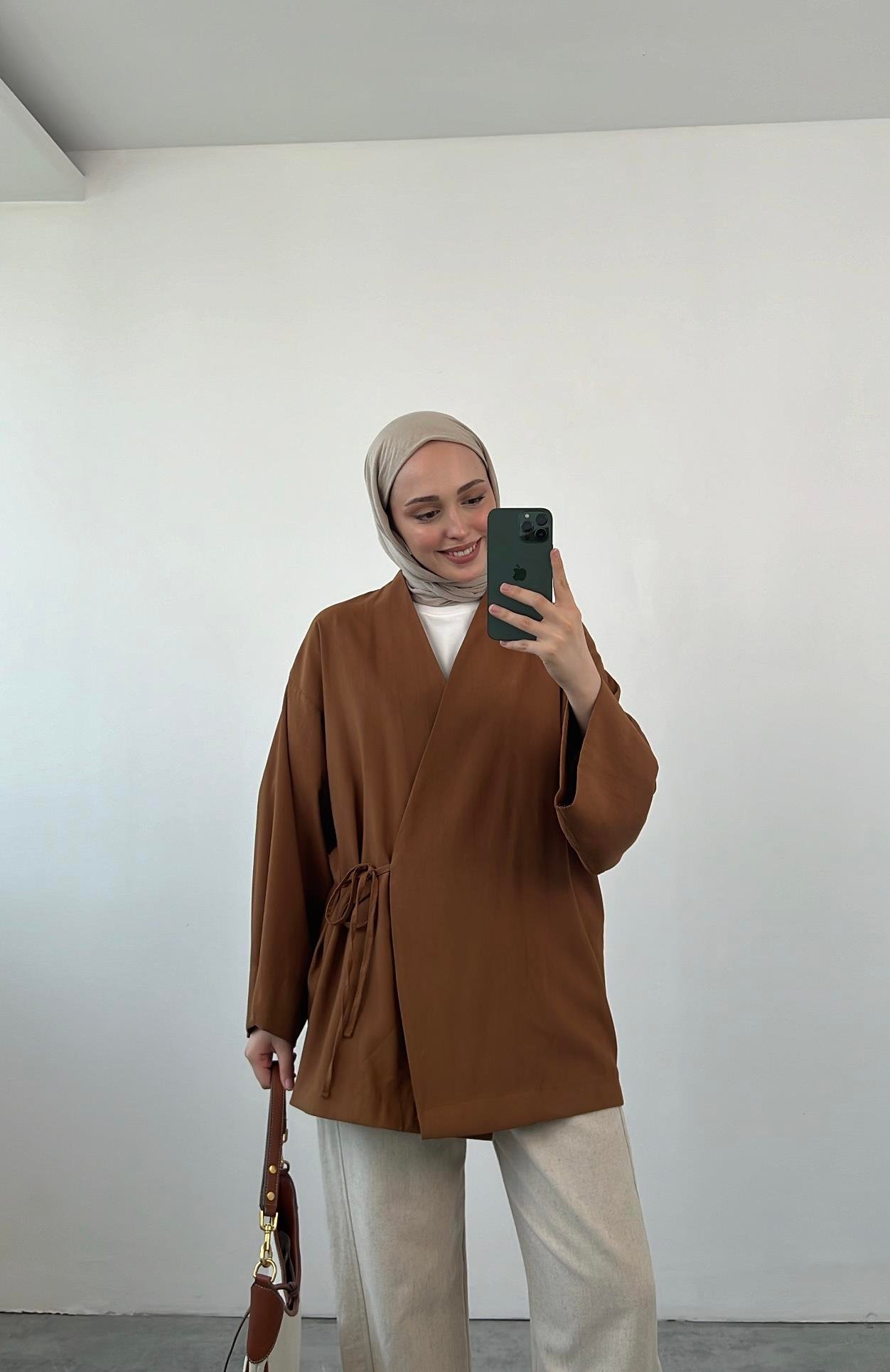 Yazlık Kumaş Yandan Bağlamalı Kimono 