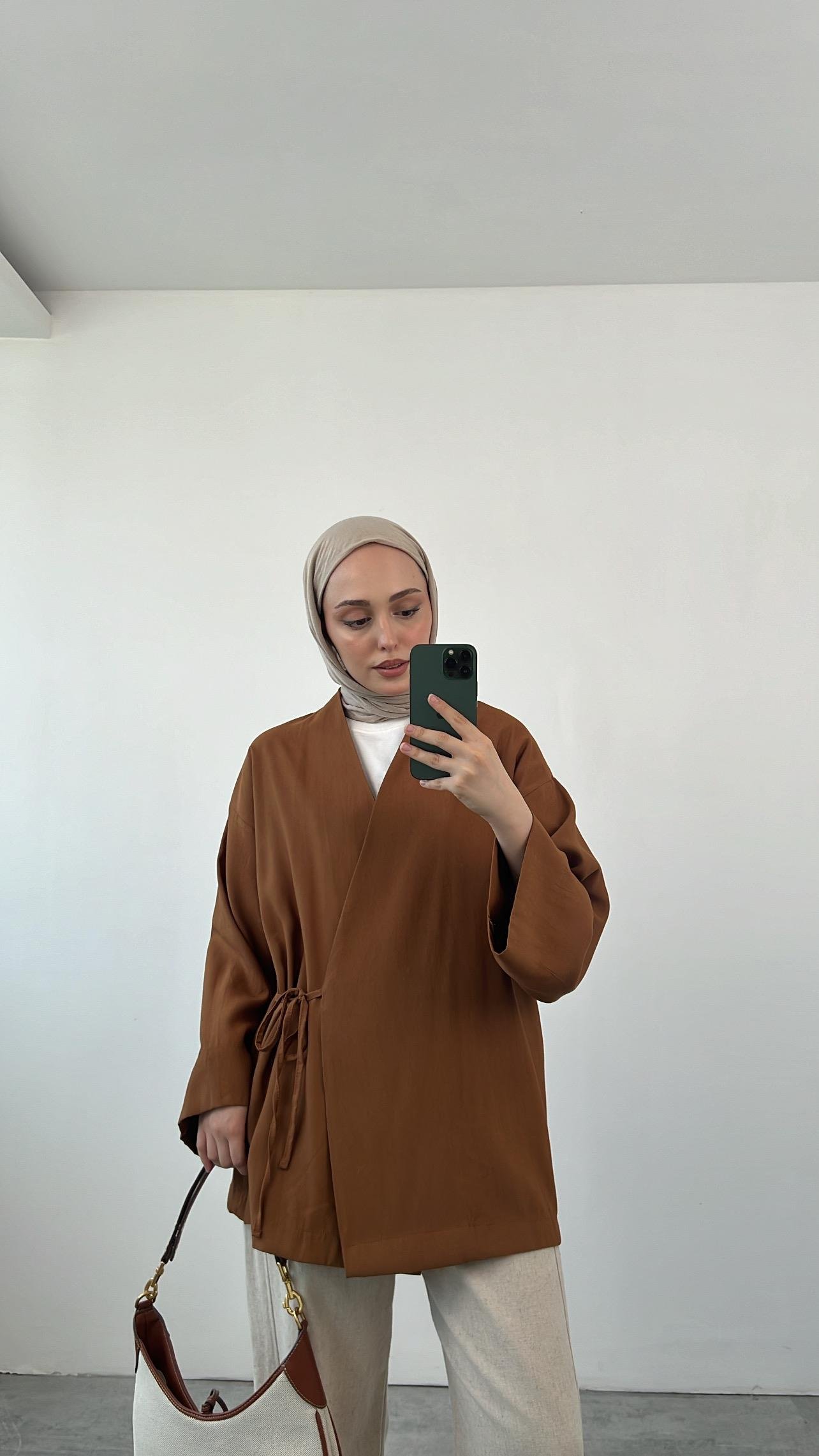 Yazlık Kumaş Yandan Bağlamalı Kimono 