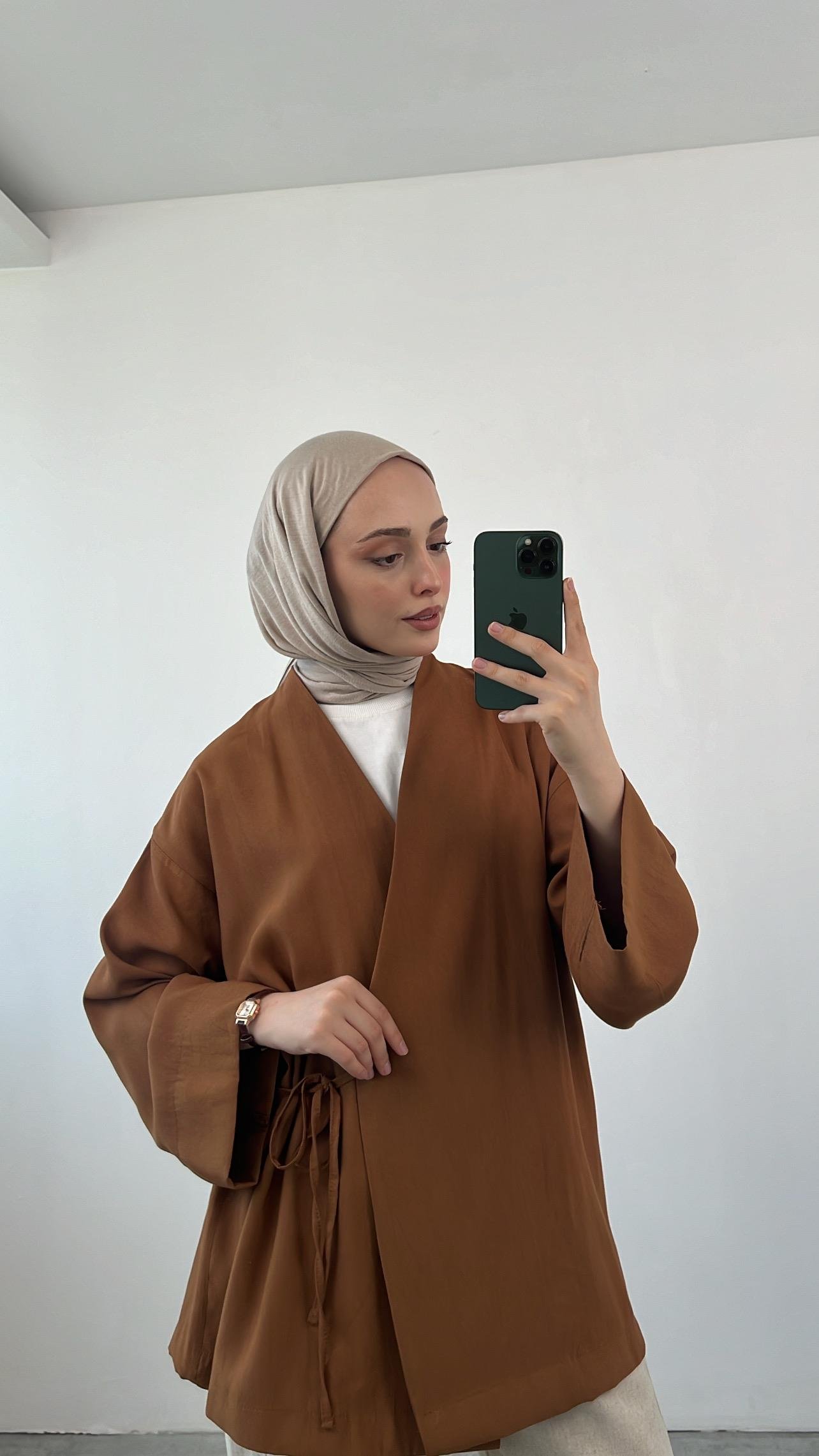 Yazlık Kumaş Yandan Bağlamalı Kimono 