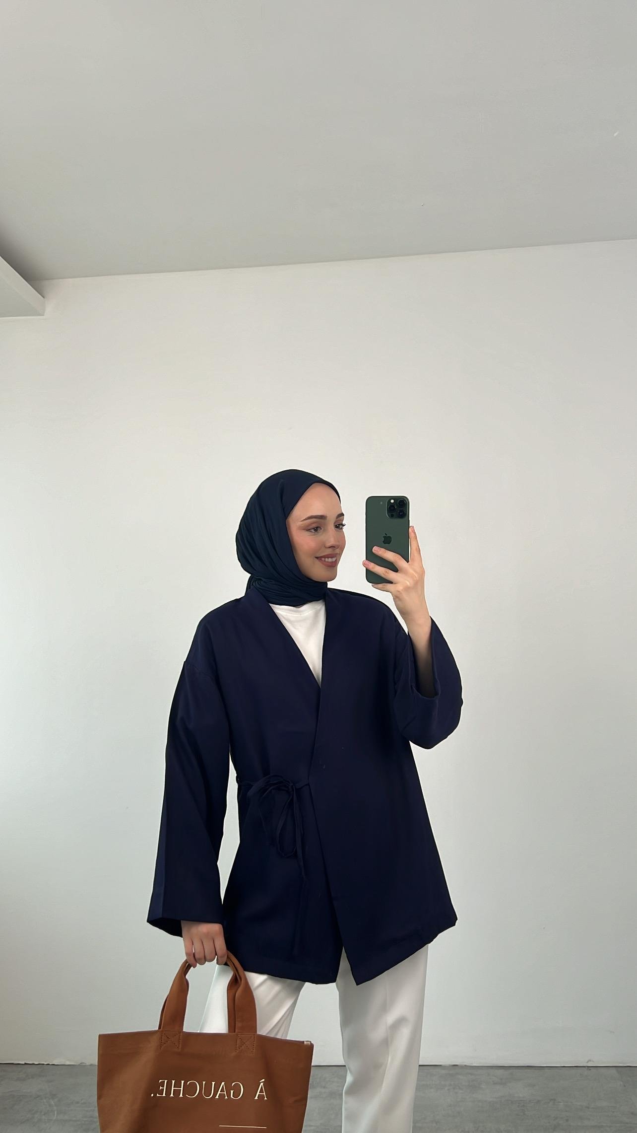 Yazlık Kumaş Yandan Bağlamalı Lacivert