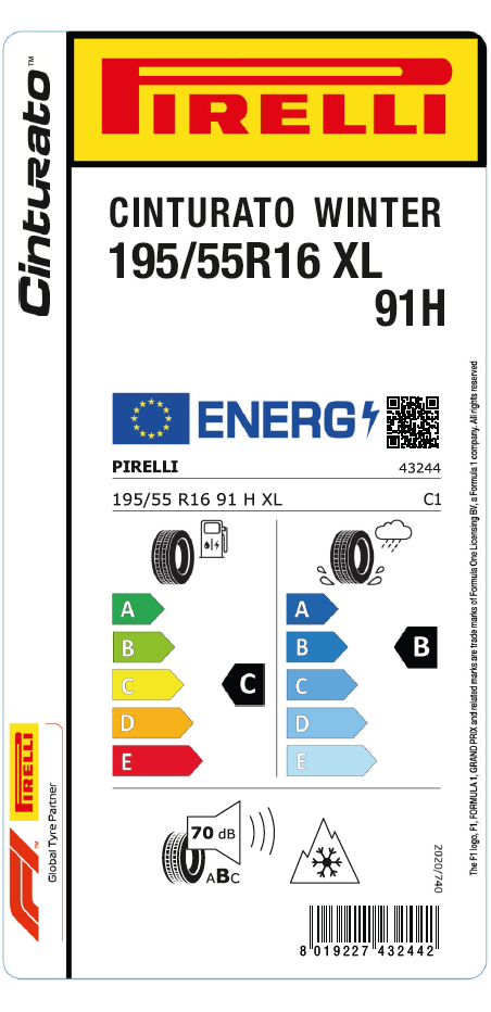 Pirelli 195/55 r 16 91h xl wtcınt pc01 Oto Kış 2024.OtoLastikPirelli4324400-24.