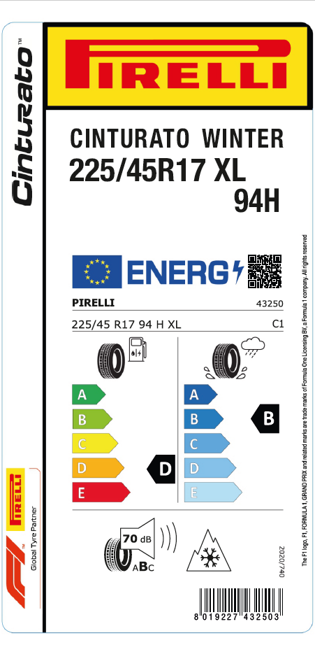 Pirelli 225/45r17 94h xl wtcintpc01 Oto Kış 2024.OtoLastikPirelli4325000-24.