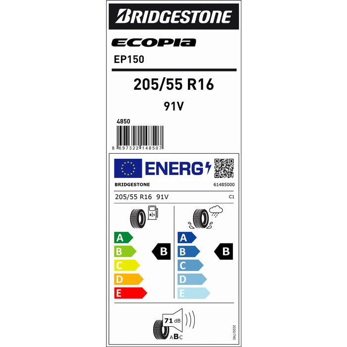 BRİDGESTONE 205/55R16 91V ECOPİA EP150 OEM 3 KANAL OTO YAZ LASTİĞİ (ÜRETİM TARİHİ: 2025)OtoLastikBridgestone614850-25