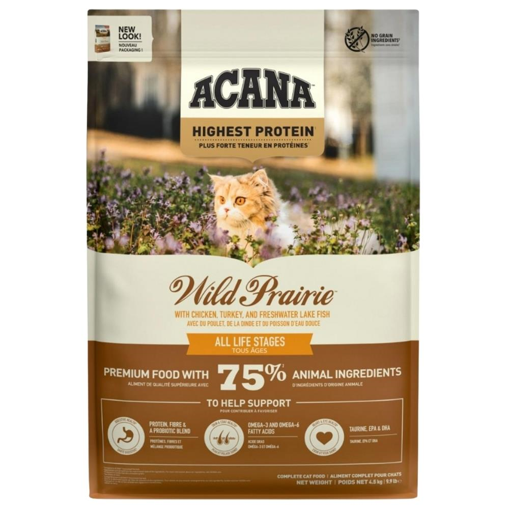Acana Wild Prairie Tavuklu ve Göl Balıklı Tahılsız Kedi Maması 4,5 kgAcana