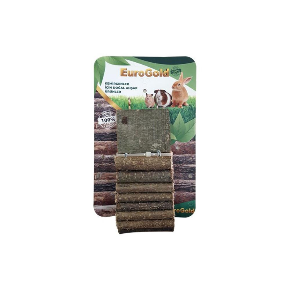 EuroGold Doğal Ahşap Kemirgen Merdiveni Tek Platformlu 7x30 cmEuroGold