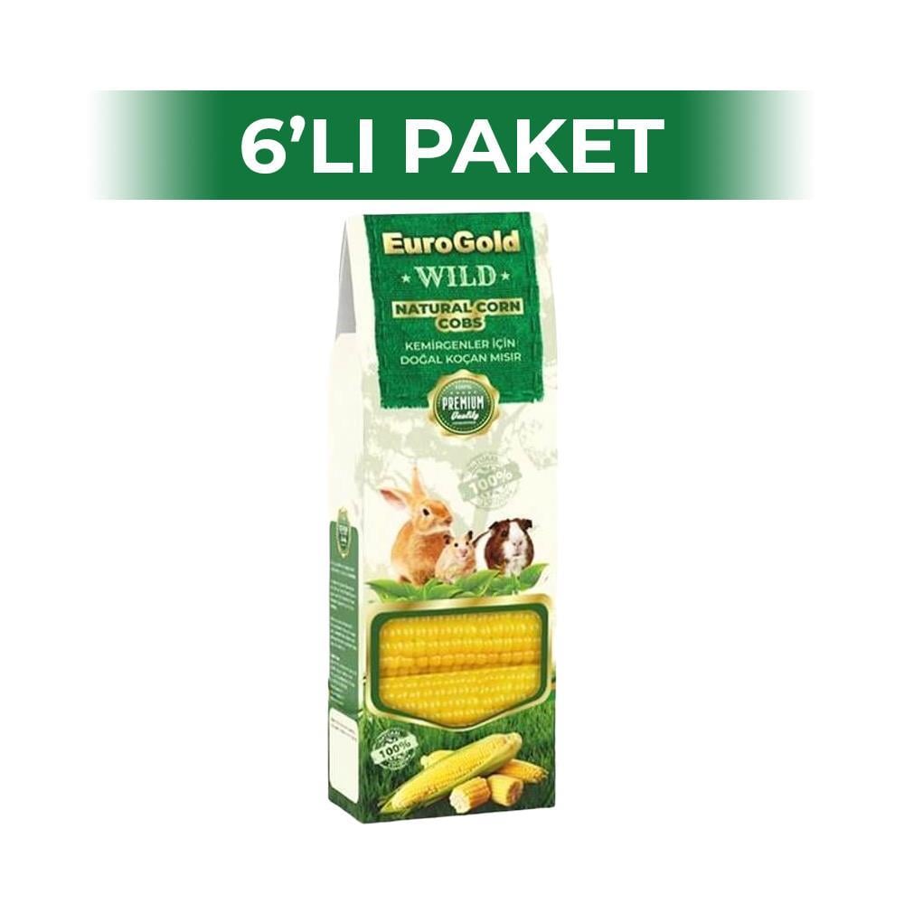 EuroGold Wild Kemirgenler İçin Doğal Mısır Koçanı Kemirgen Yemi 2'li 6 AdetEuroGold