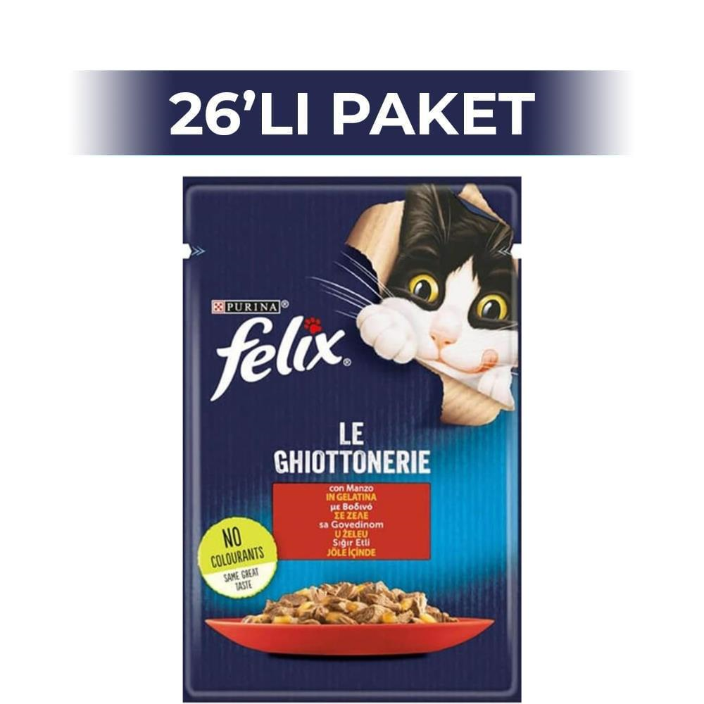 Felix Pouch Sığır Etli Yaş Kedi Maması 85 gr 26 AdetFelix
