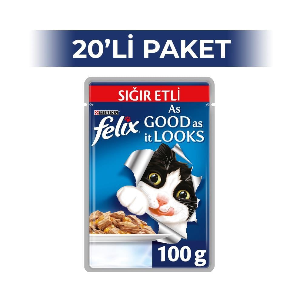 Felix Sığır Etli Yaş Kedi Maması 100 gr 20 AdetFelix