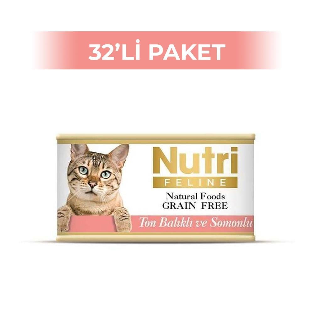 Nutri Feline Ton Balıklı ve Somonlu Yetişkin Kedi Konservesi 80 gr 32 AdetNutri Feline