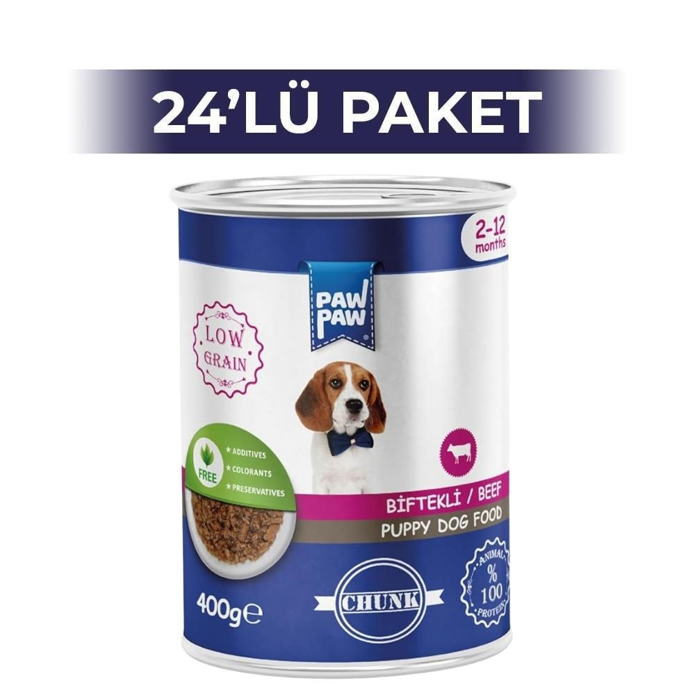 Paw Paw Jelly Biftekli Yavru Köpek Konservesi 400 gr 24 AdetPaw Paw