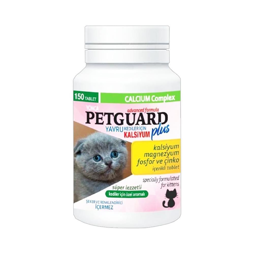 Petguard Yavru Kedi Kalsiyum Fosfor ve Çinko Katkılı 150 TabletPetguard
