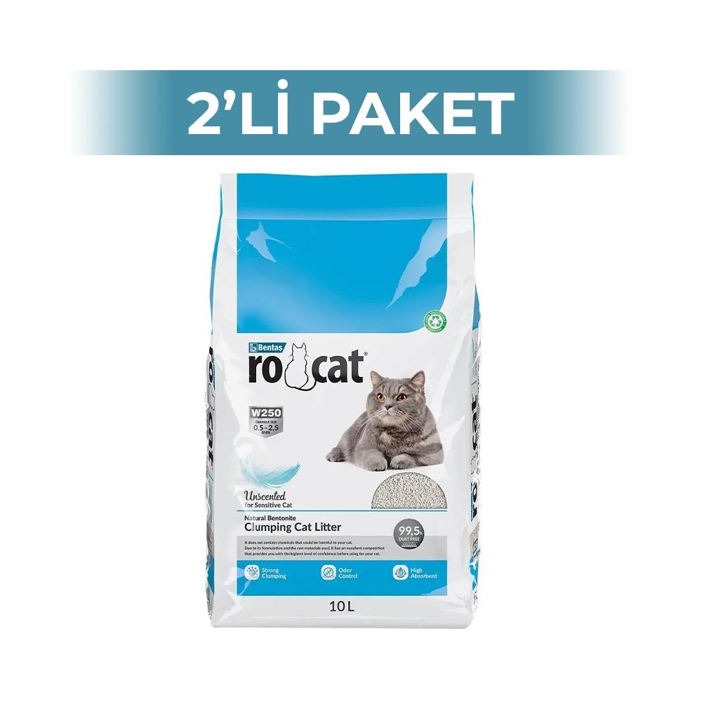 RoCat Kokusuz Bentonit Kedi Kumu 10 lt 2 AdetRoCat