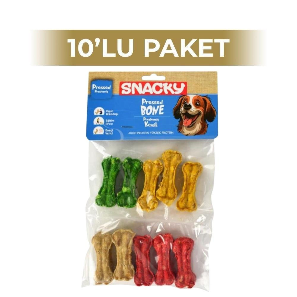 Snacky Munchy Köpek Press Kemik 5 cm 10'lu 10 PaketSnacky
