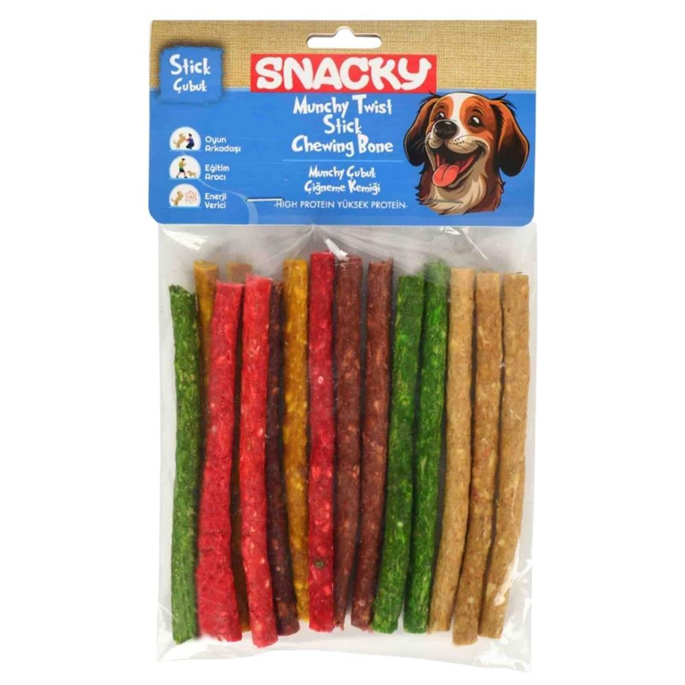Snacky Munchy Renkli Burgu Çubuk Köpek Çiğneme Kemiği 100 gr 15'liSnacky