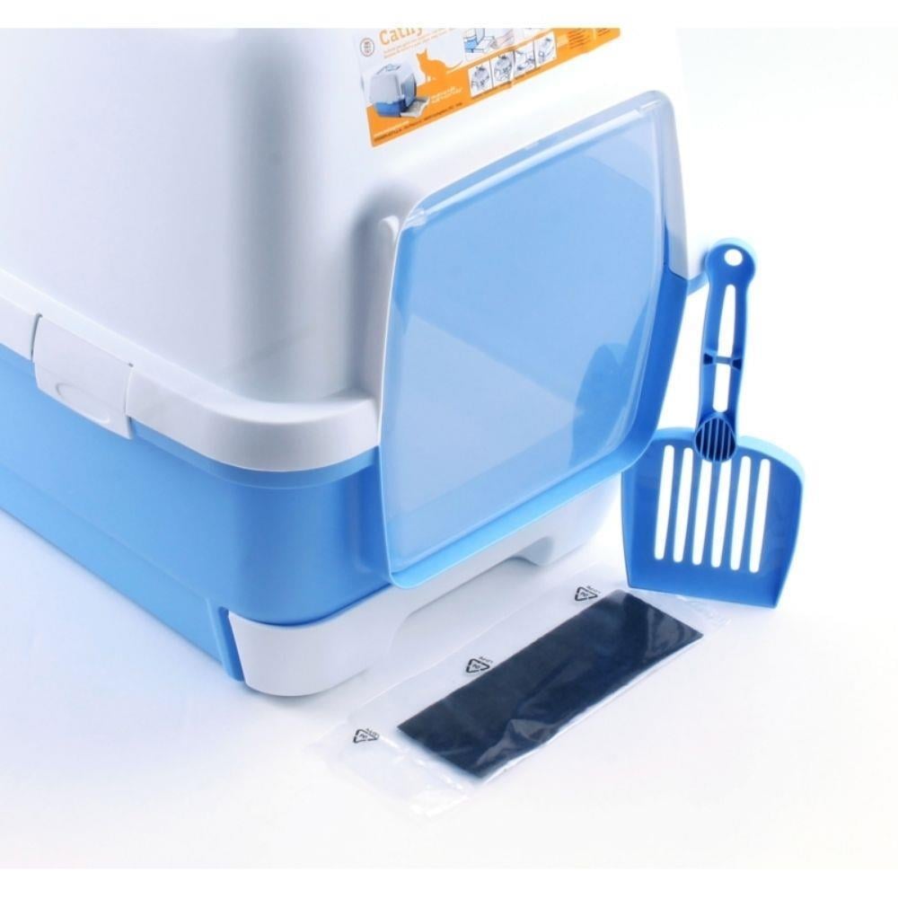 Stefanplast Cathy Clever & Smart Kedi Tuvaleti Beyaz - Mavi 58x45x48 cmStefanplast