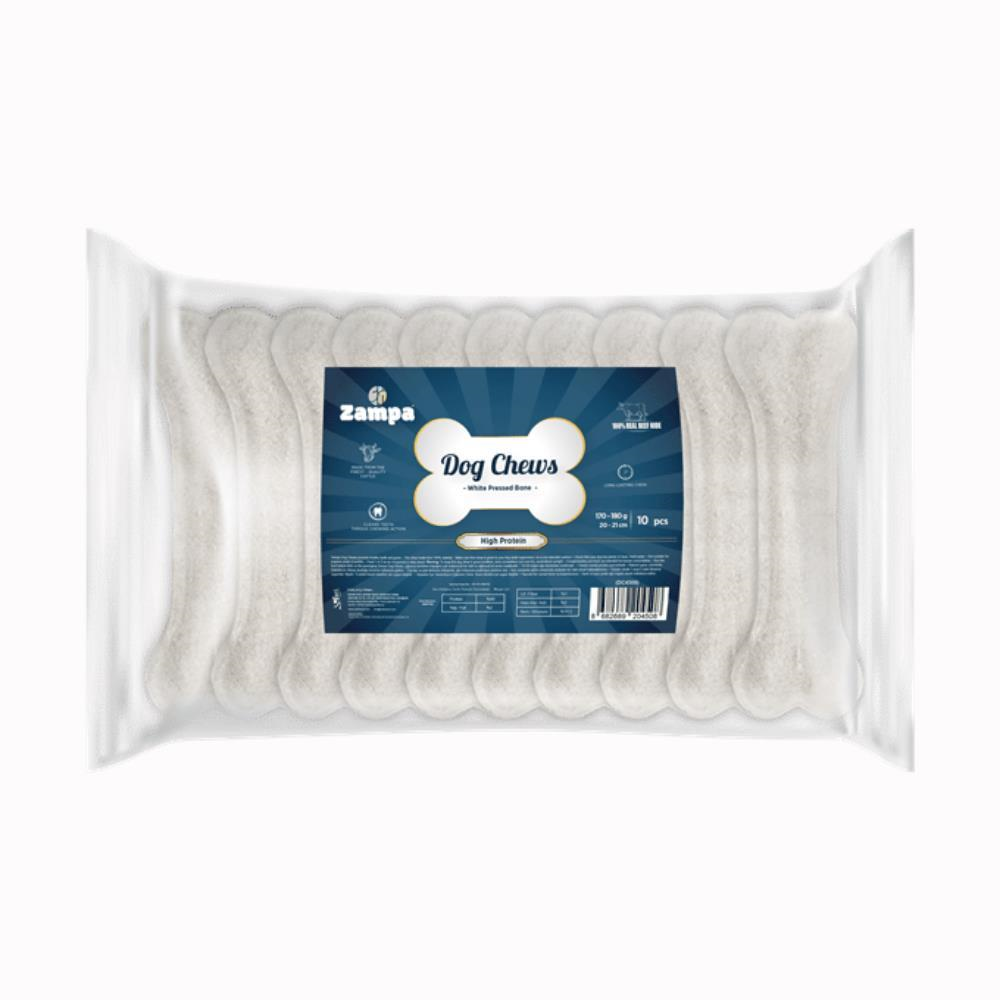 Zampa Beyaz Press Kemik Köpek Ödülü 10'lu 160-170 grZampa