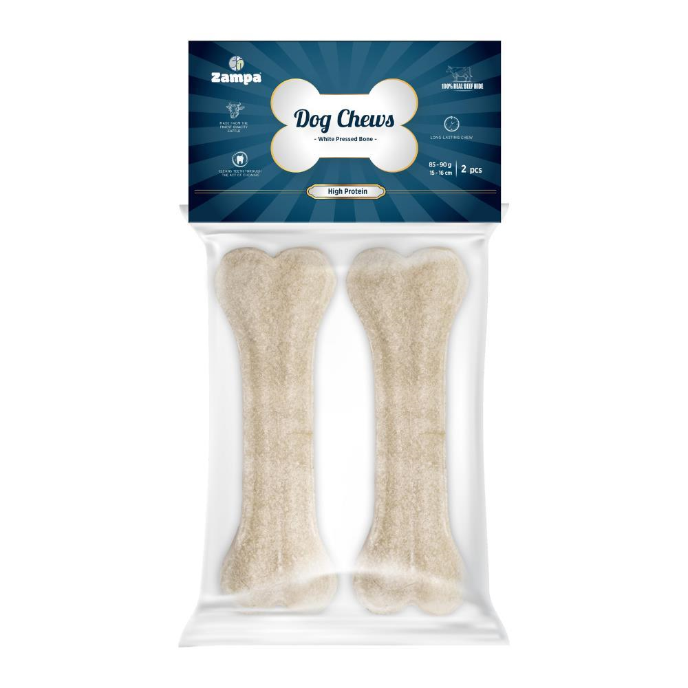 Zampa Beyaz Press Kemik Köpek Ödülü 2'li 85-90 grZampa