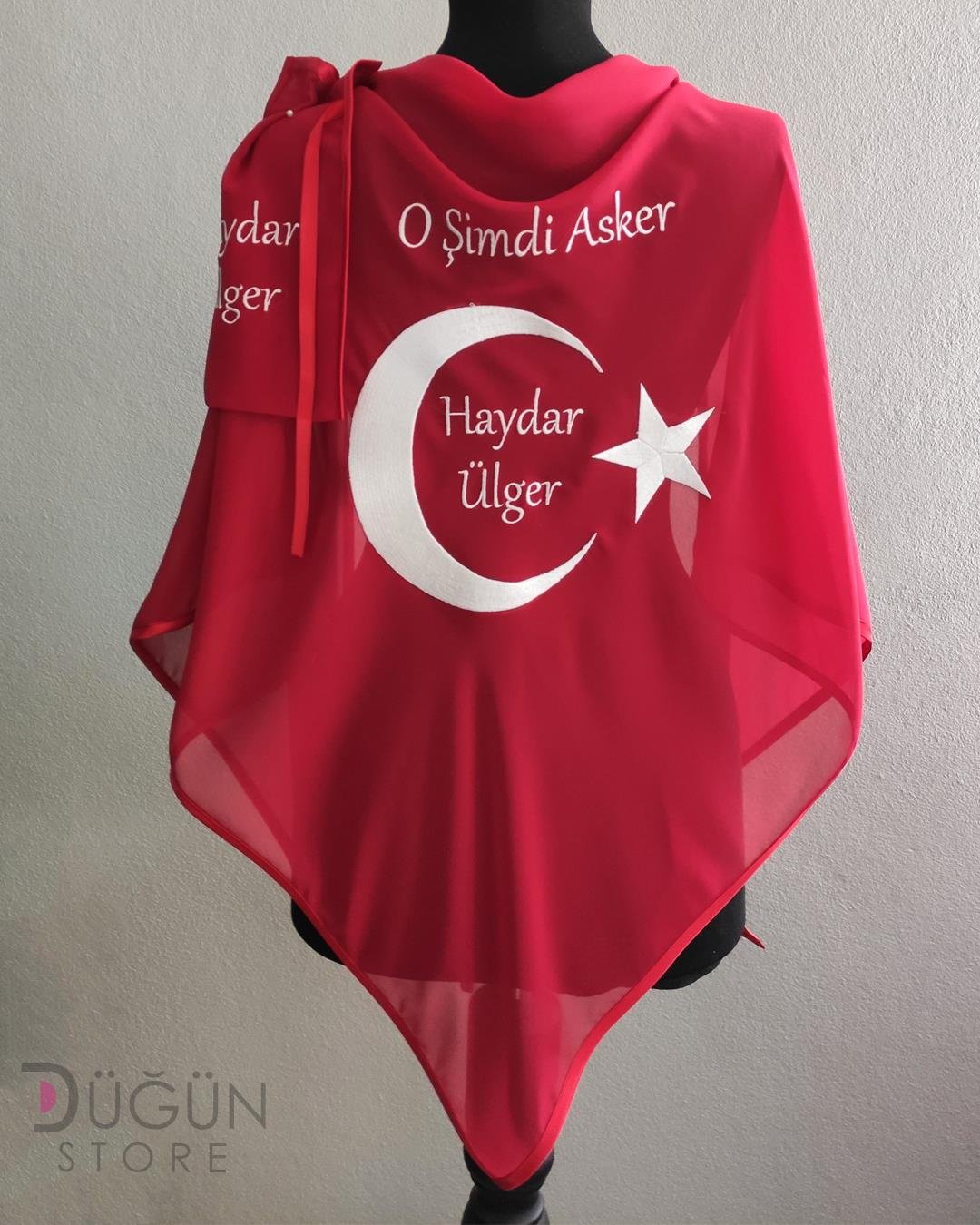 Ay Yıldız İşlemeli İsimli Asker Örtüsü