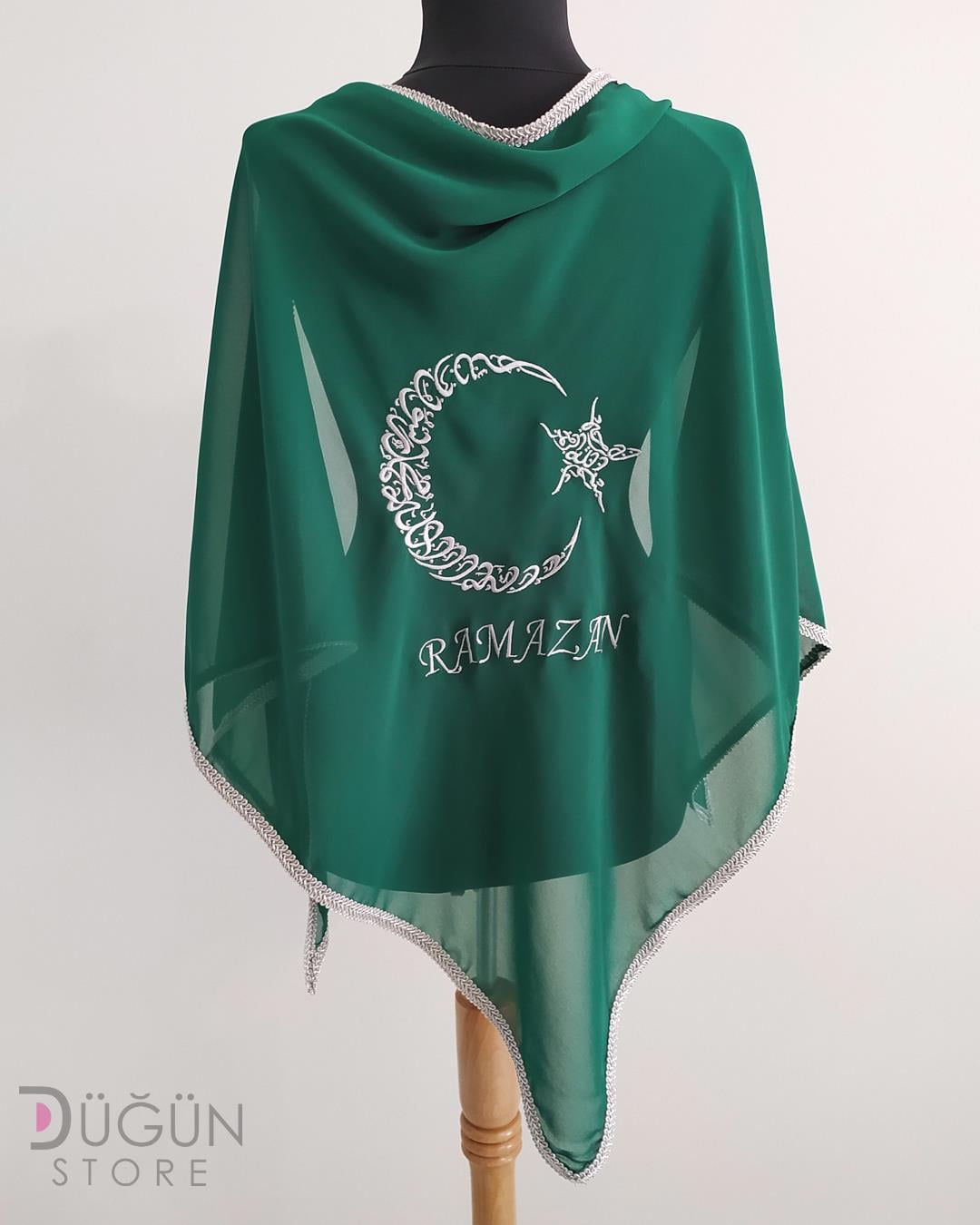 Gümüş Nakışlı Kenarı Harçlı Damat Örtüsü  ve Eldiven