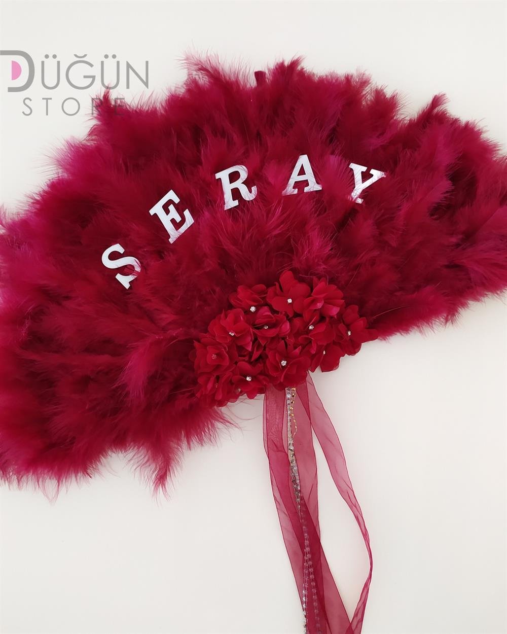 İsimli Bordo Gelin Yelpazesi 
