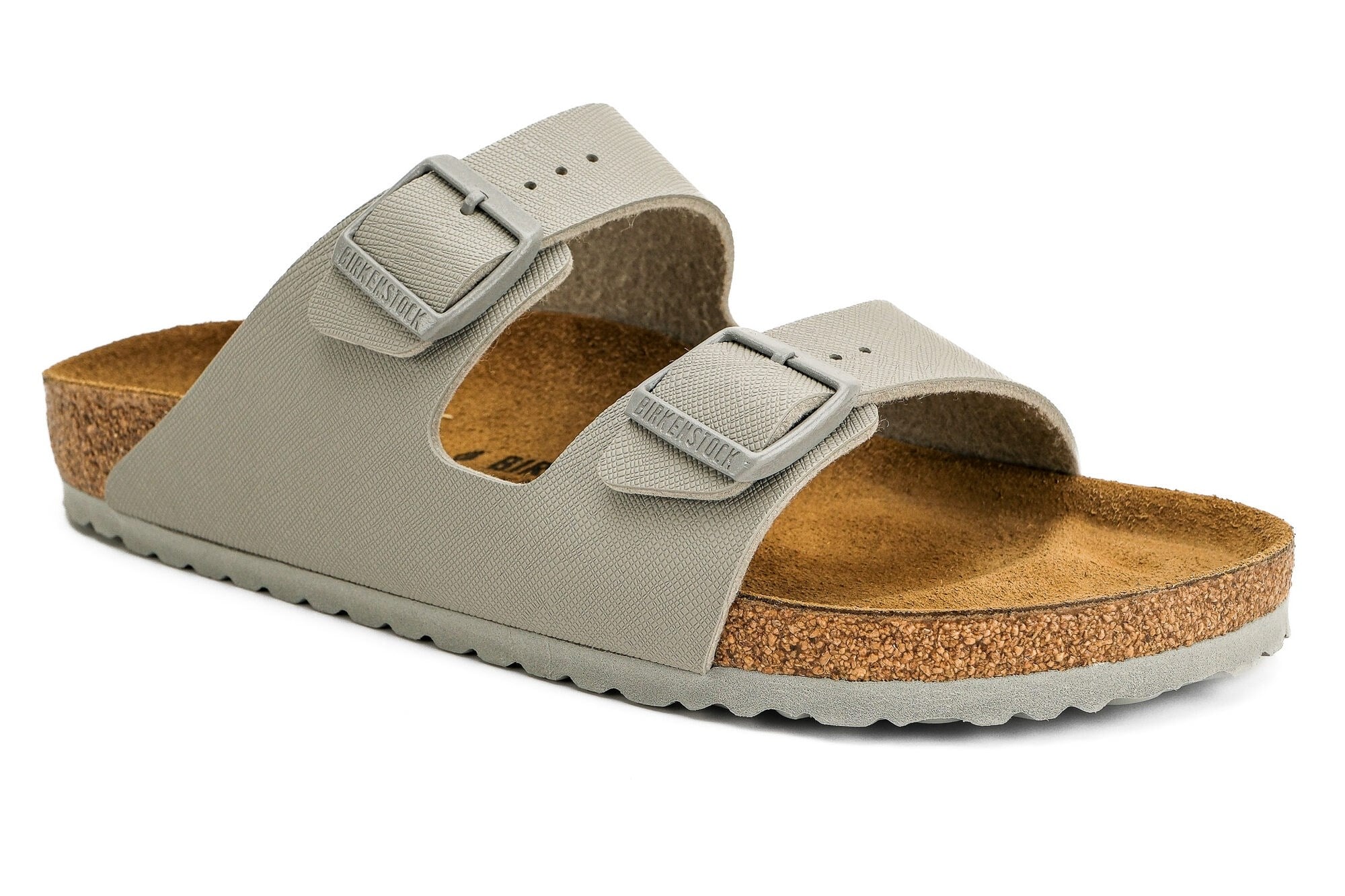 Birkenstock Unisex Çift Bantlı Terlik Arizona Saffiano Stone Mantar 1026454 SAFFİANO STONE - Birkenstock
