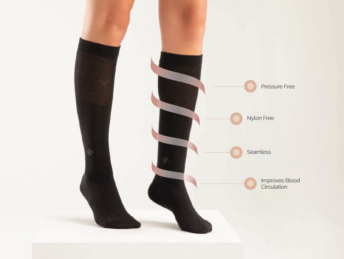 Diyabetik Çorap Unisex Gümüş 22 SİYAH - OrtoPlus