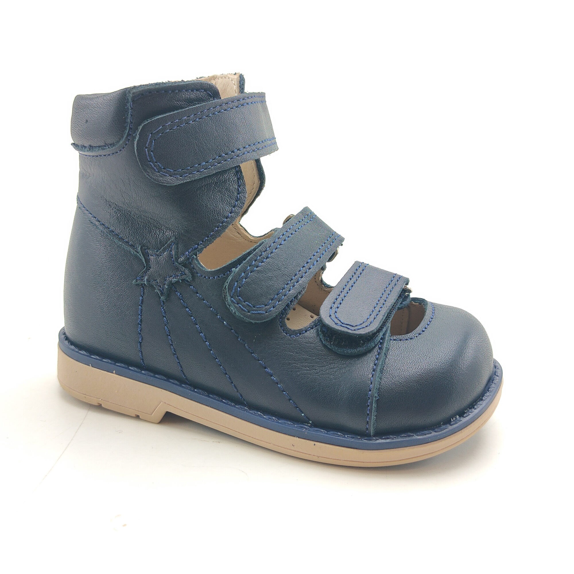 Ortoplus Deri Ortopedik AFO Sandalet F C718 LACİVERT - OrtoPlus
