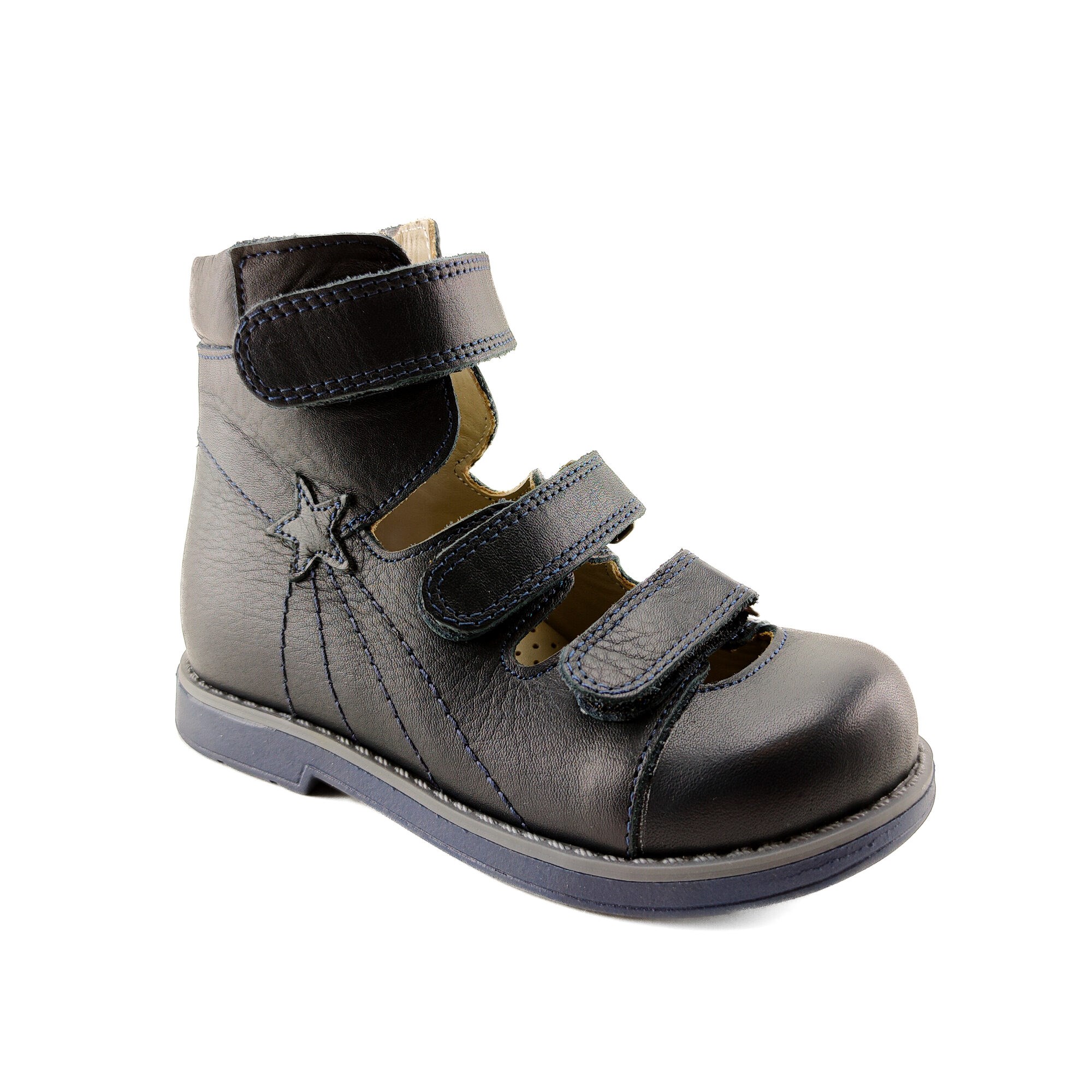 Ortoplus Deri Ortopedik AFO Sandalet K C718 LACİVERT - OrtoPlus