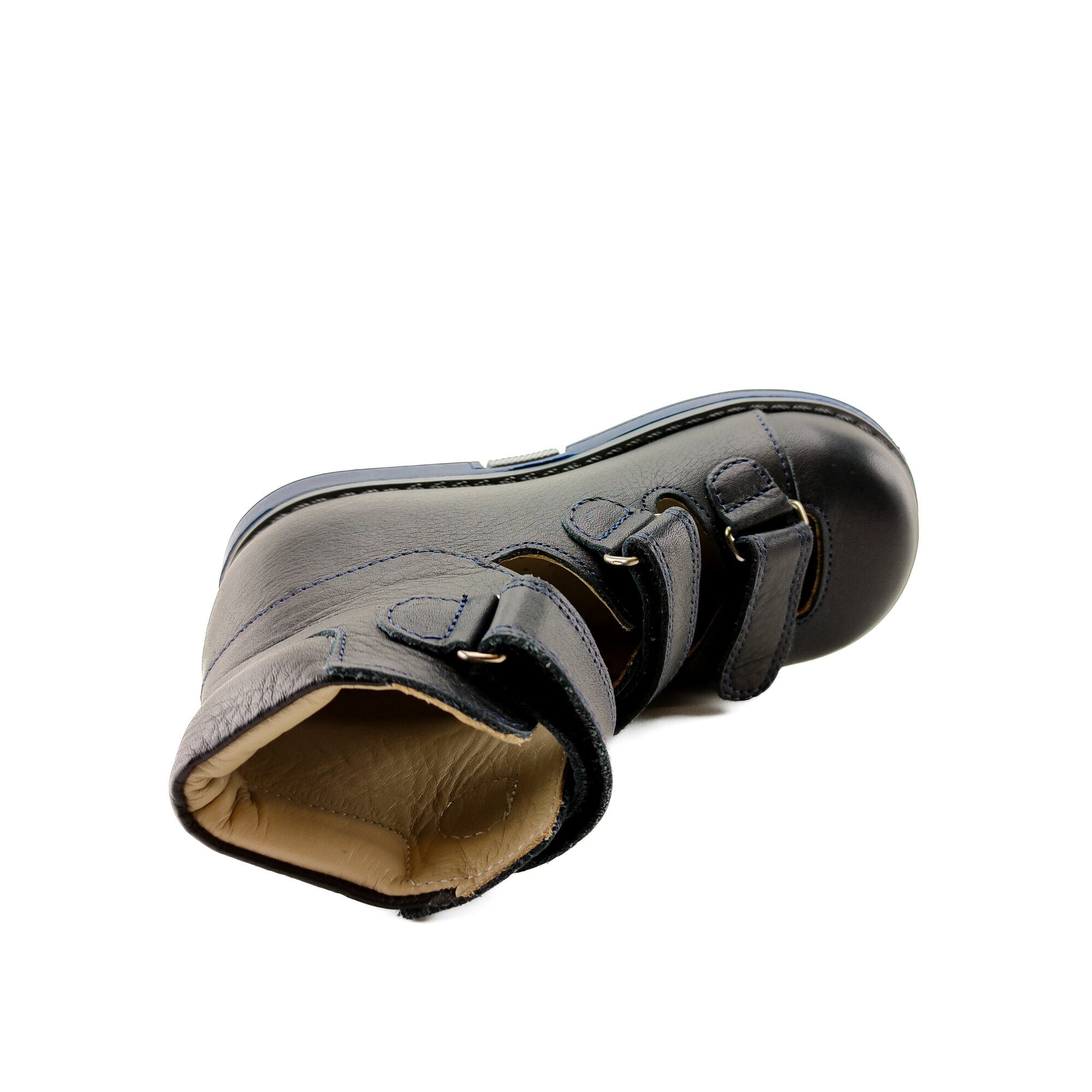 Ortoplus Deri Ortopedik AFO Sandalet P C718 LACİVERT - OrtoPlus