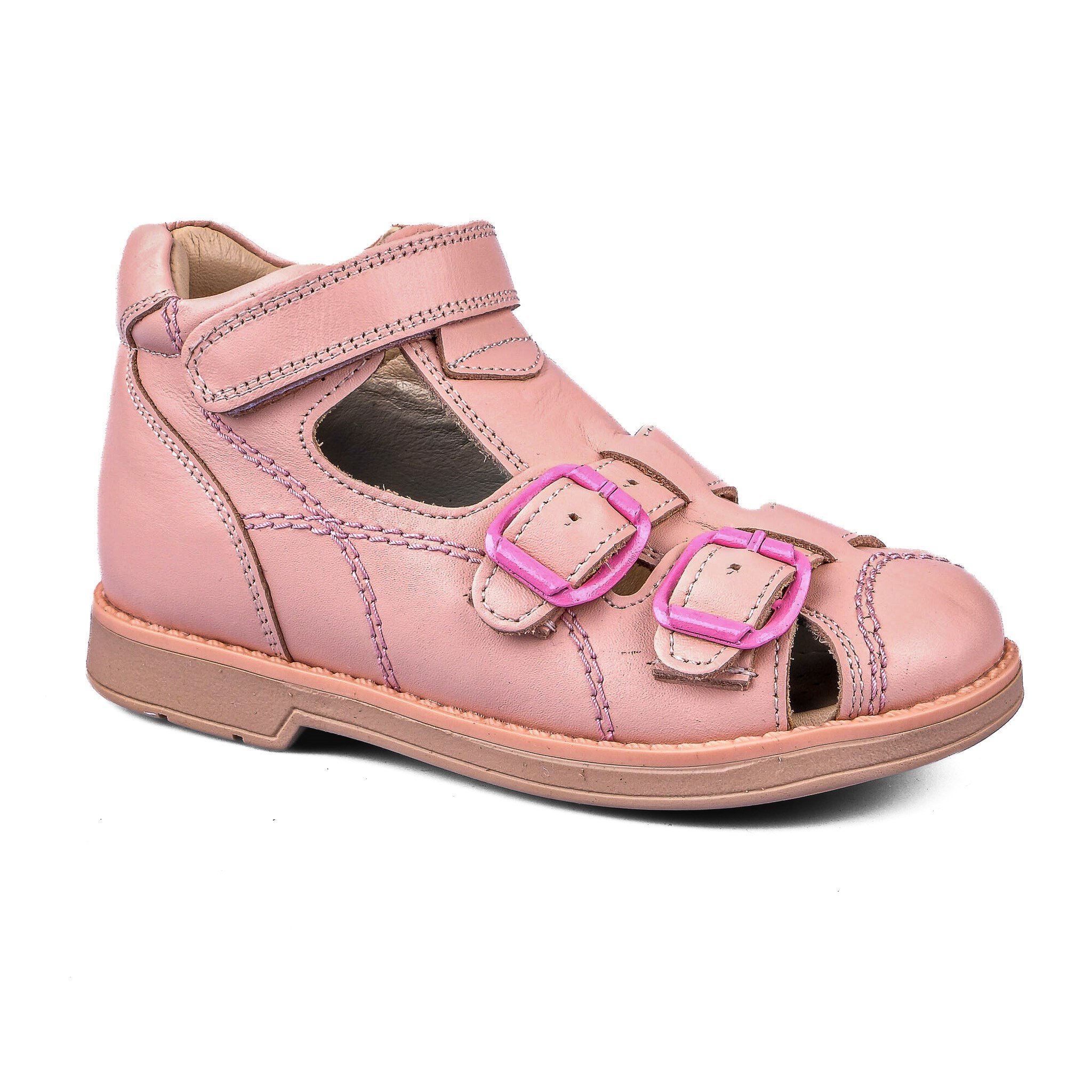 Ortoplus Deri Ortopedik Bebe Sandalet K C646-1 PUDRA DERİ - OrtoPlus