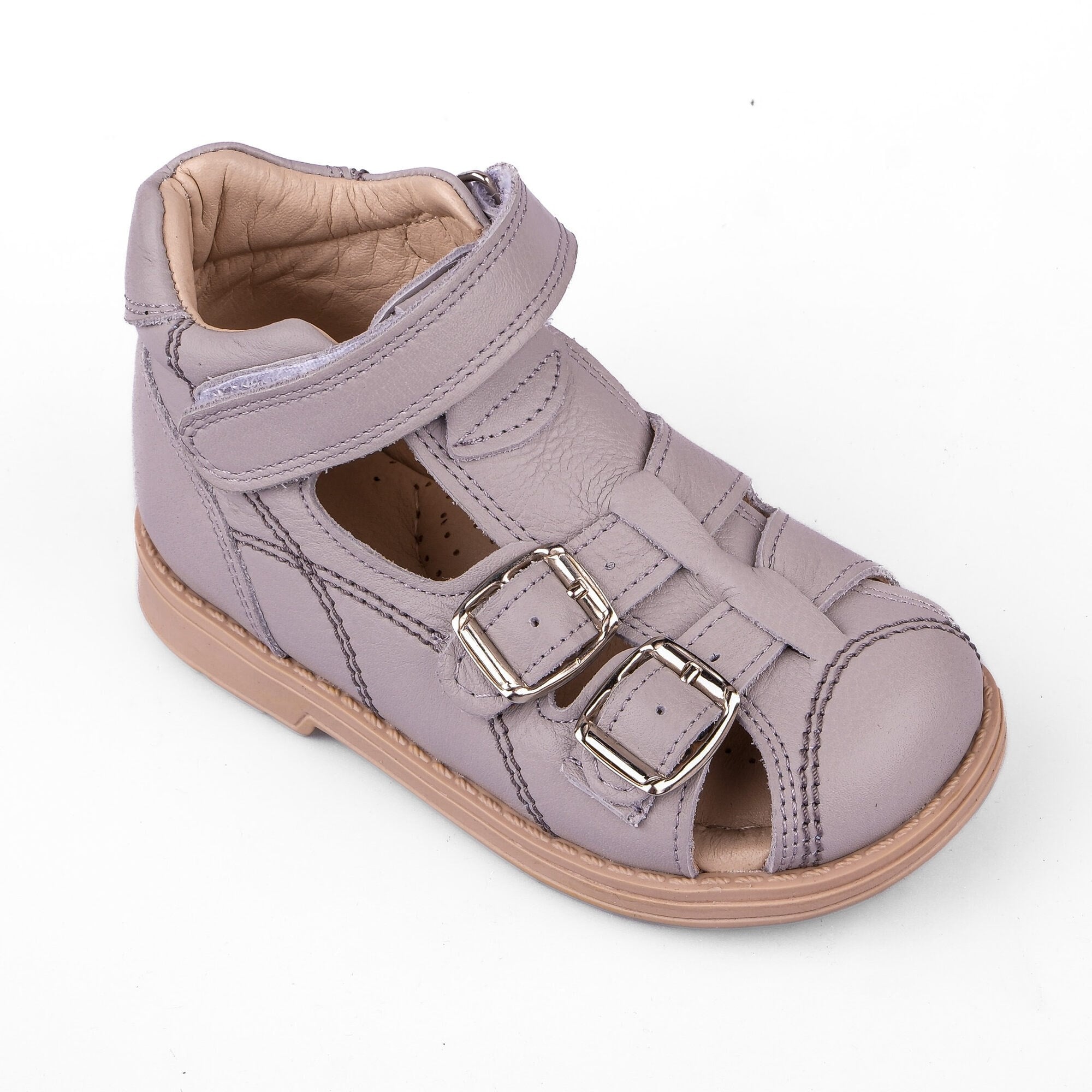 Ortoplus Deri Ortopedik Bebe Sandalet K C646-1 AÇIK GRİ - OrtoPlus