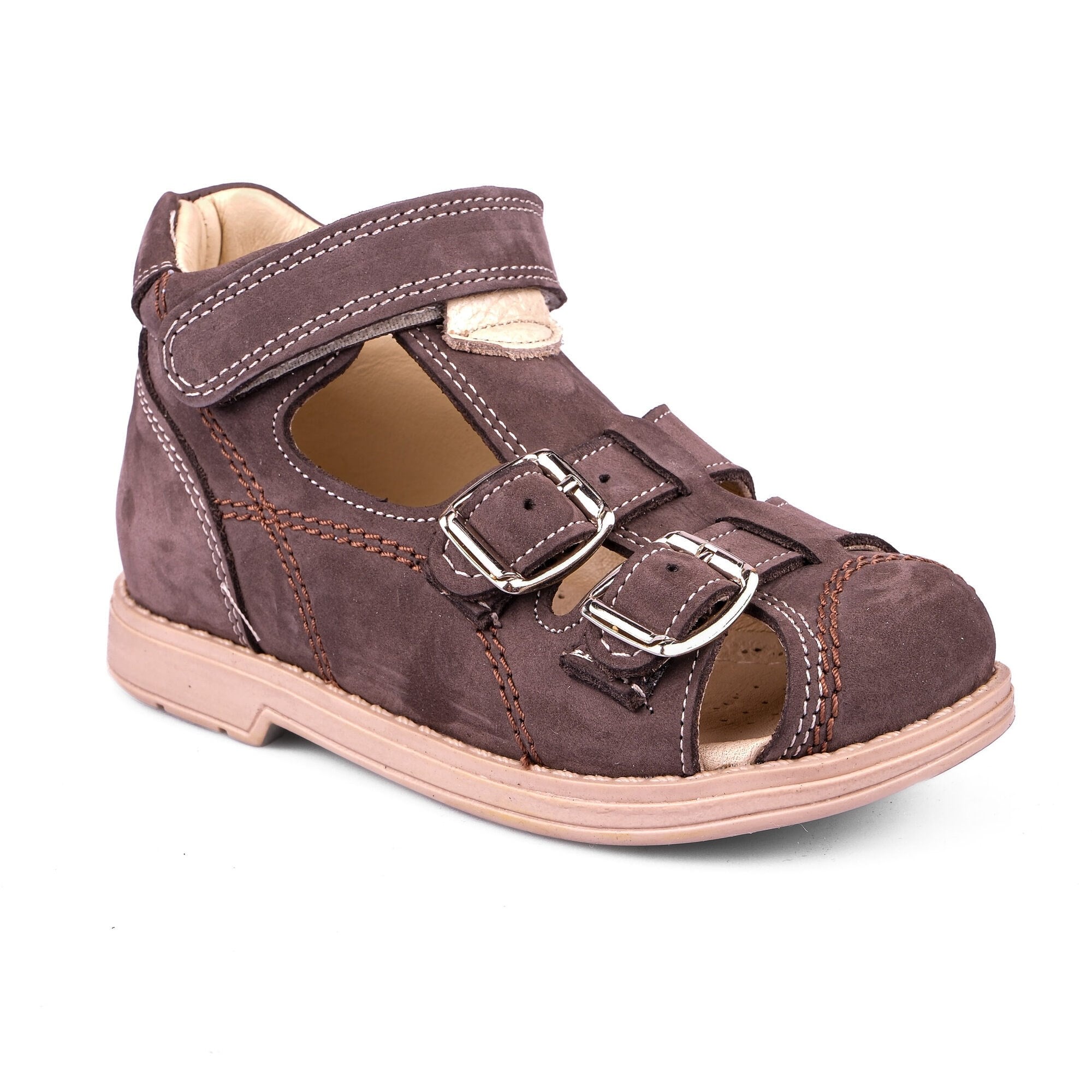 Ortoplus Deri Ortopedik Bebe Sandalet K C646-1 KAHVE NUBUK - OrtoPlus