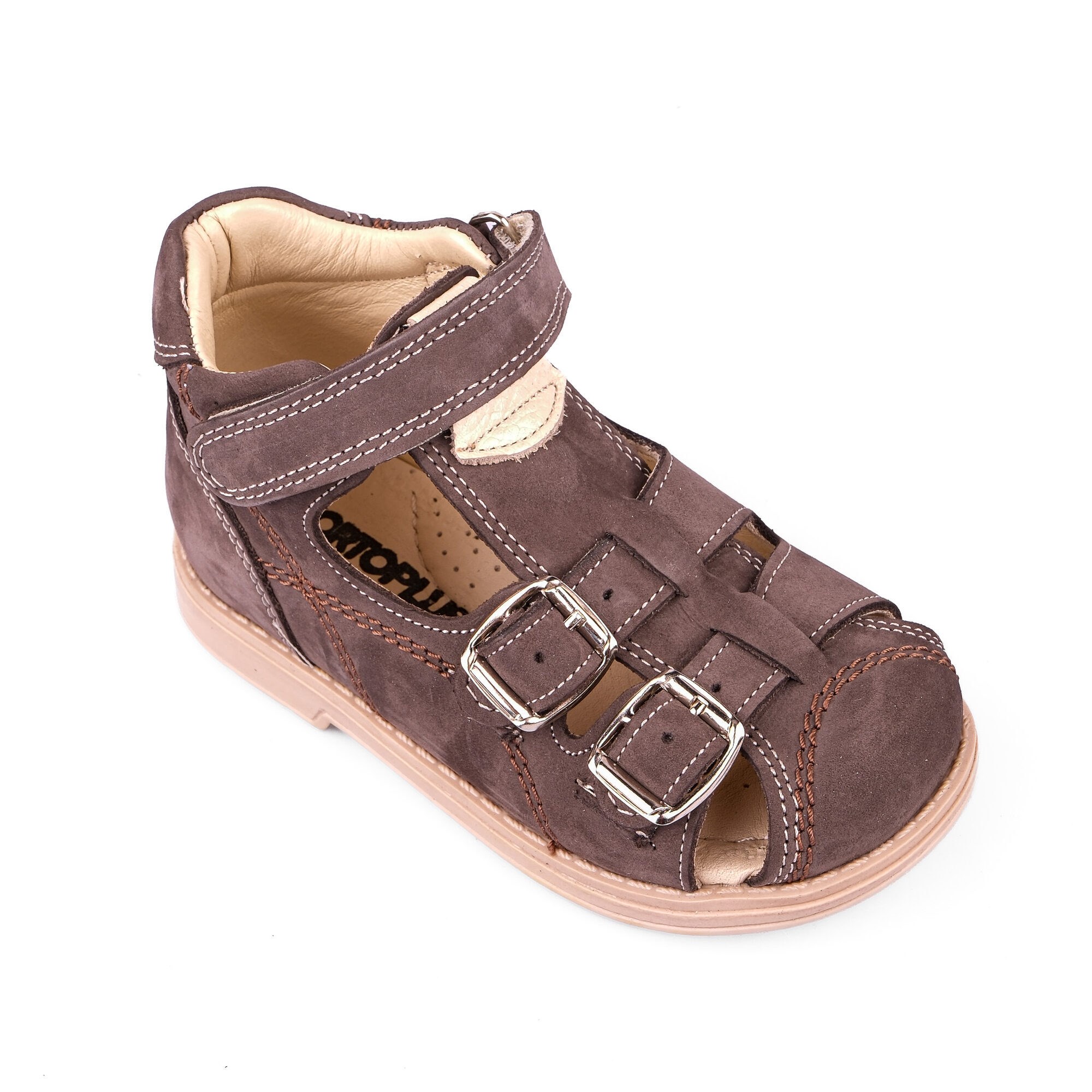 Ortoplus Deri Ortopedik Bebe Sandalet K C646-1 KAHVE NUBUK - OrtoPlus