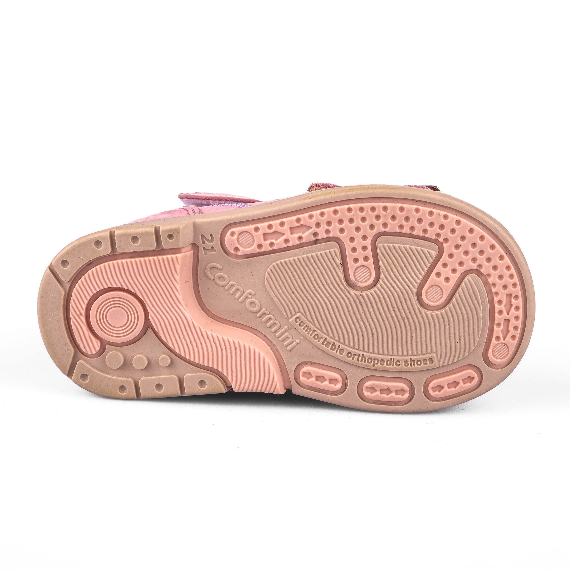 Ortoplus Deri Ortopedik Bebe Sandalet K C646-1 PUDRA NUBUK - OrtoPlus
