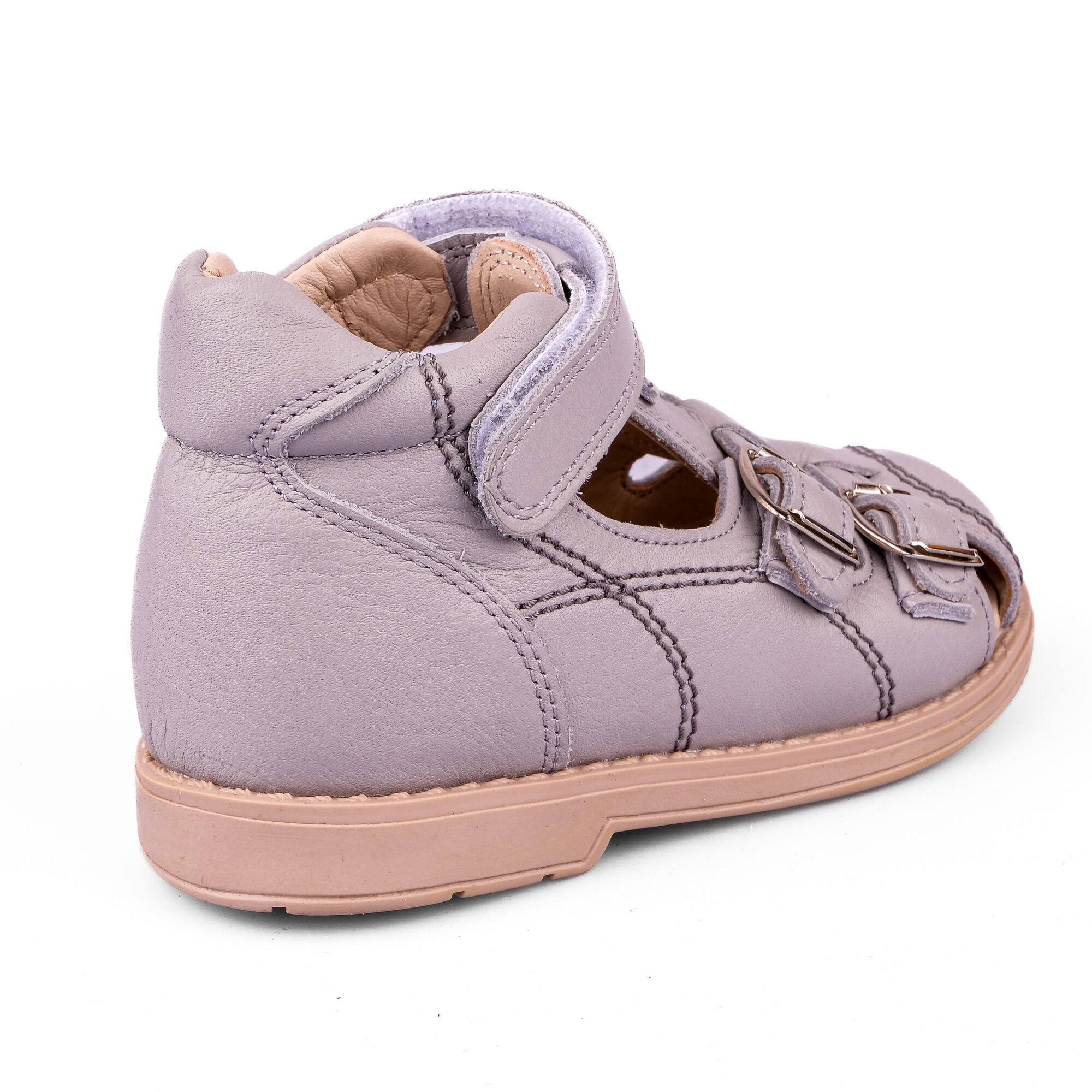 Ortoplus Deri Ortopedik Bebe Sandalet K C646-1 AÇIK GRİ - OrtoPlus