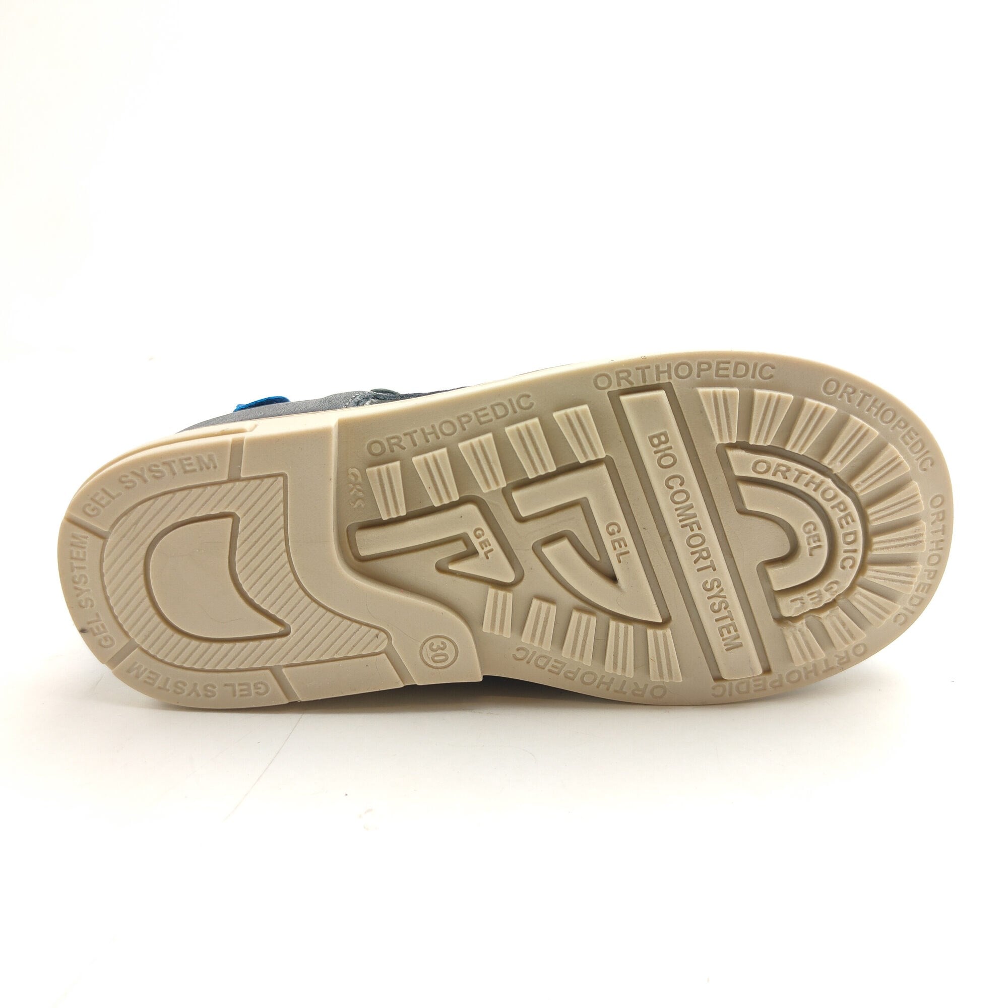 Ortoplus Deri Ortopedik Çocuk Sandalet P OZ502 GRİ - SAX MAVİ - OrtoPlus