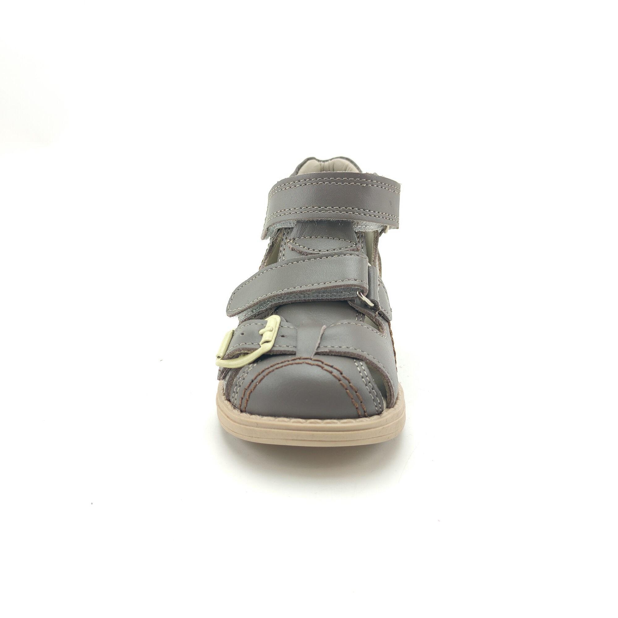Ortoplus Deri Ortopedik Çocuk Sandalet F C646-1 KOYU GRİ - OrtoPlus