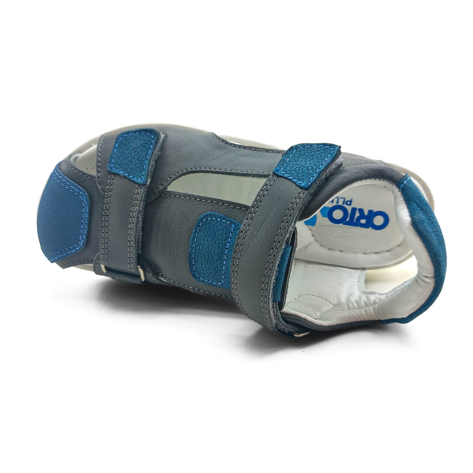 Ortoplus Deri Ortopedik Çocuk Sandalet F OZ600 GRİ-LACİ - OrtoPlus