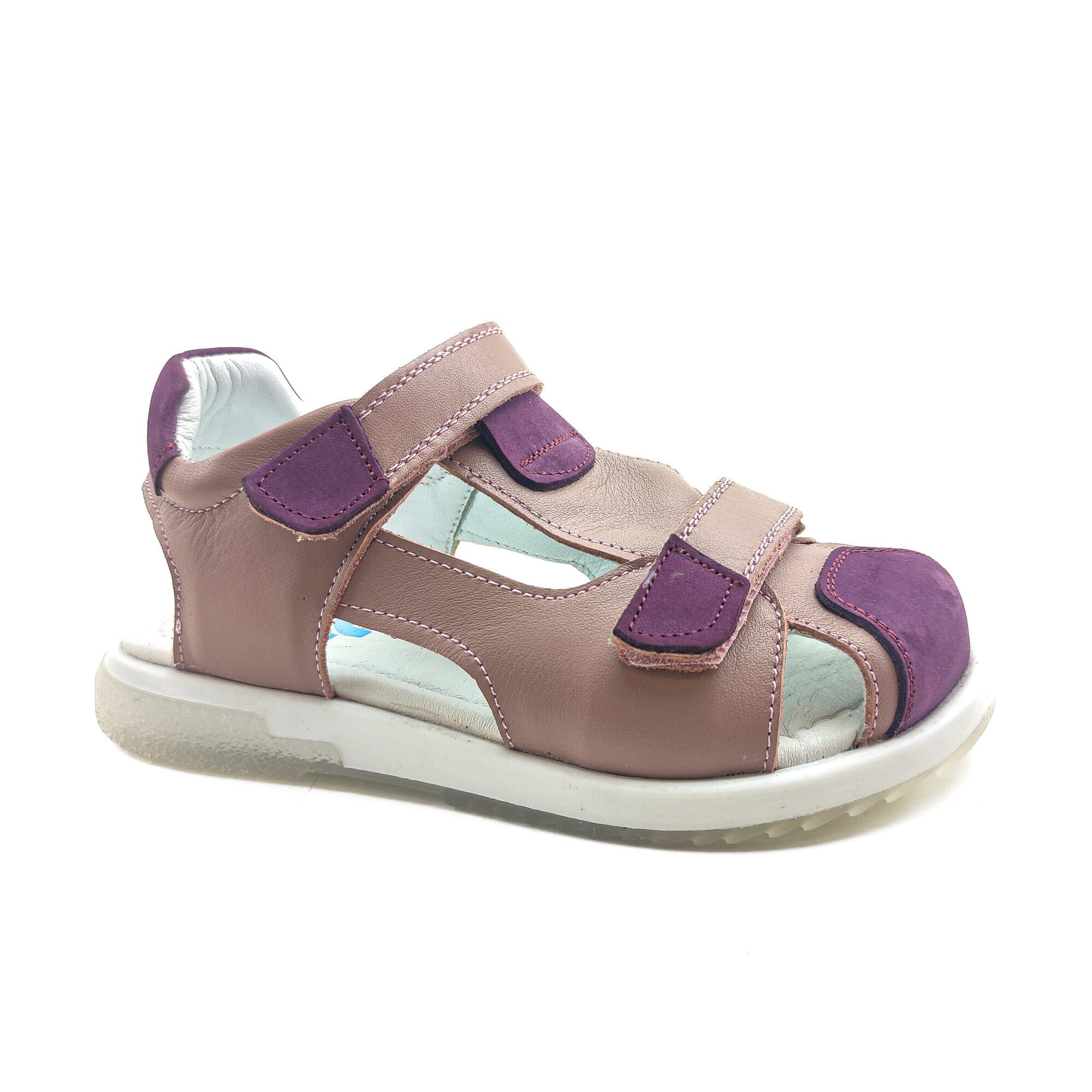 Ortoplus Deri Ortopedik Çocuk Sandalet F OZ600 PUDRA - BORDO - OrtoPlus