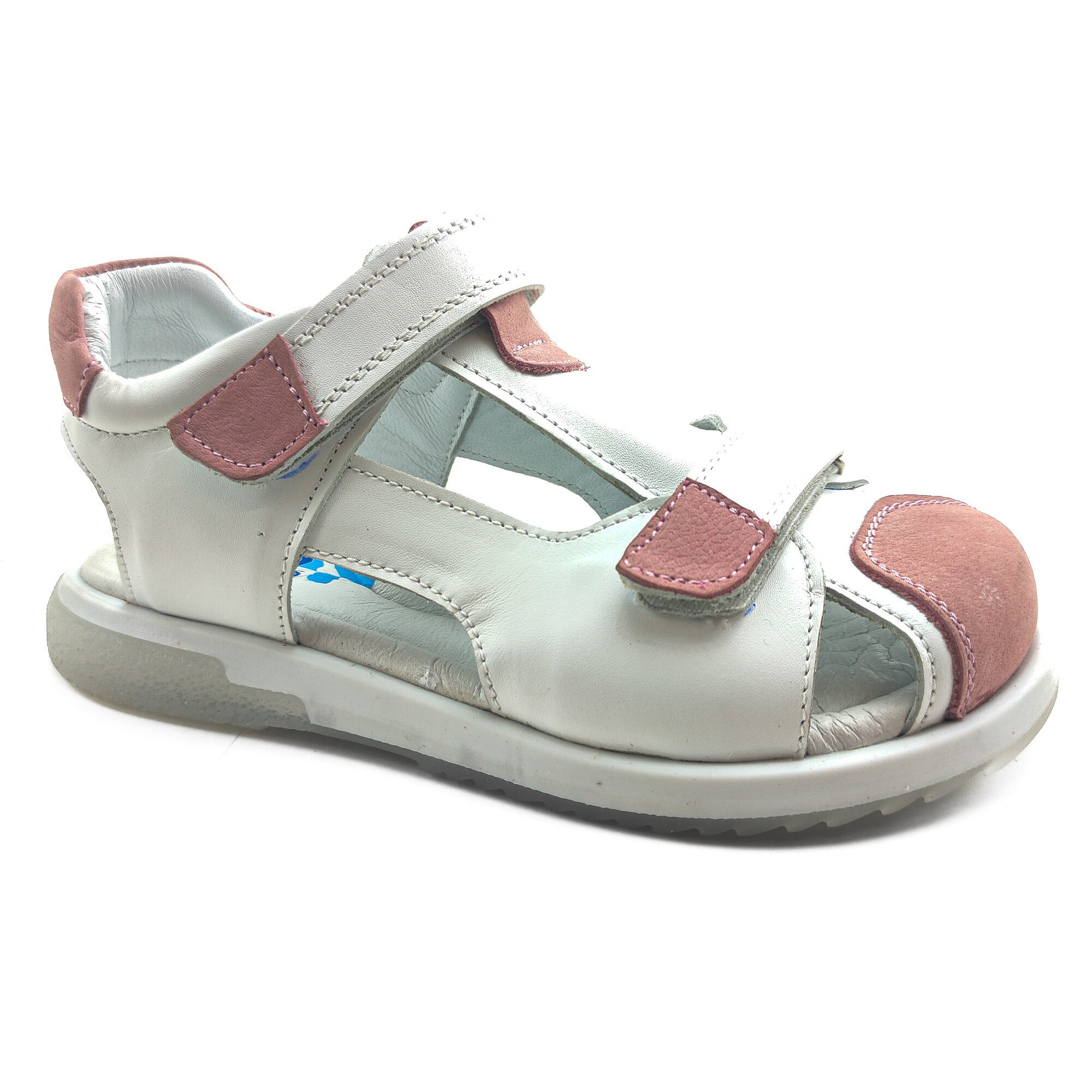 Ortoplus Deri Ortopedik Çocuk Sandalet F OZ600 BEYAZ - PUDRA - OrtoPlus
