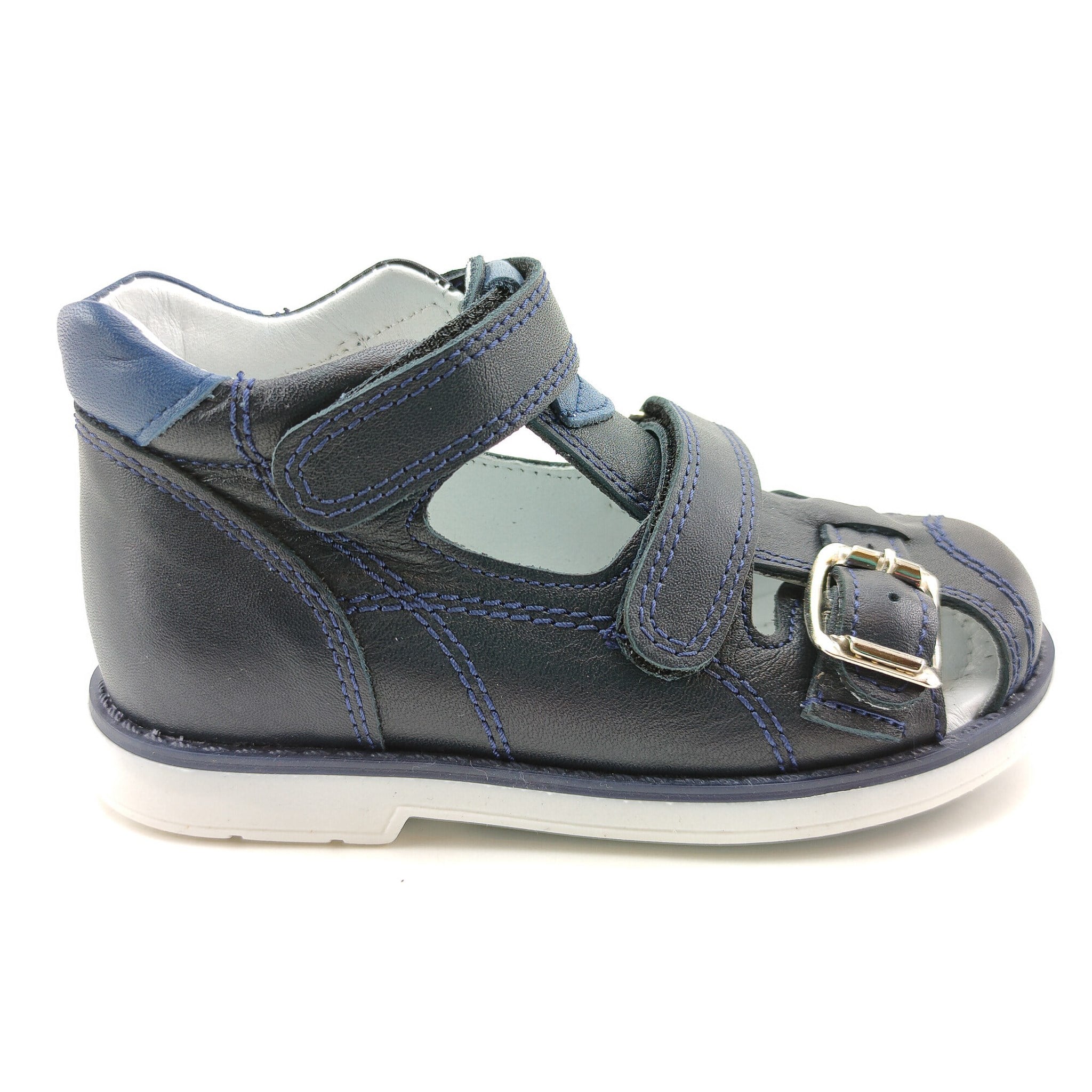 Ortoplus Deri Ortopedik Çocuk Sandalet P C646-1 LACİVERT - OrtoPlus