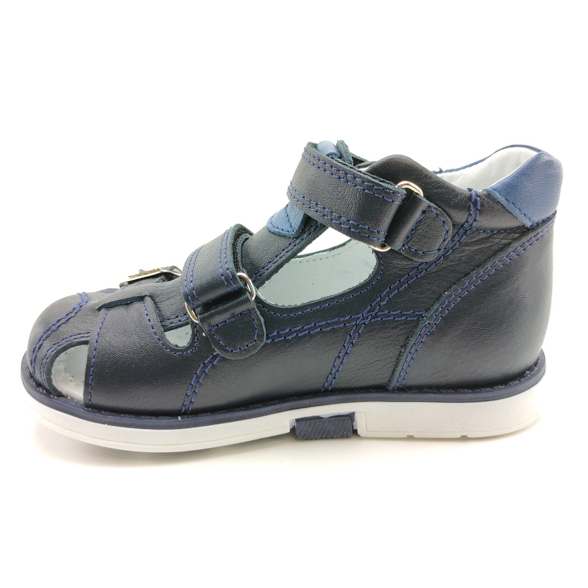 Ortoplus Deri Ortopedik Çocuk Sandalet P C646-1 LACİVERT - OrtoPlus