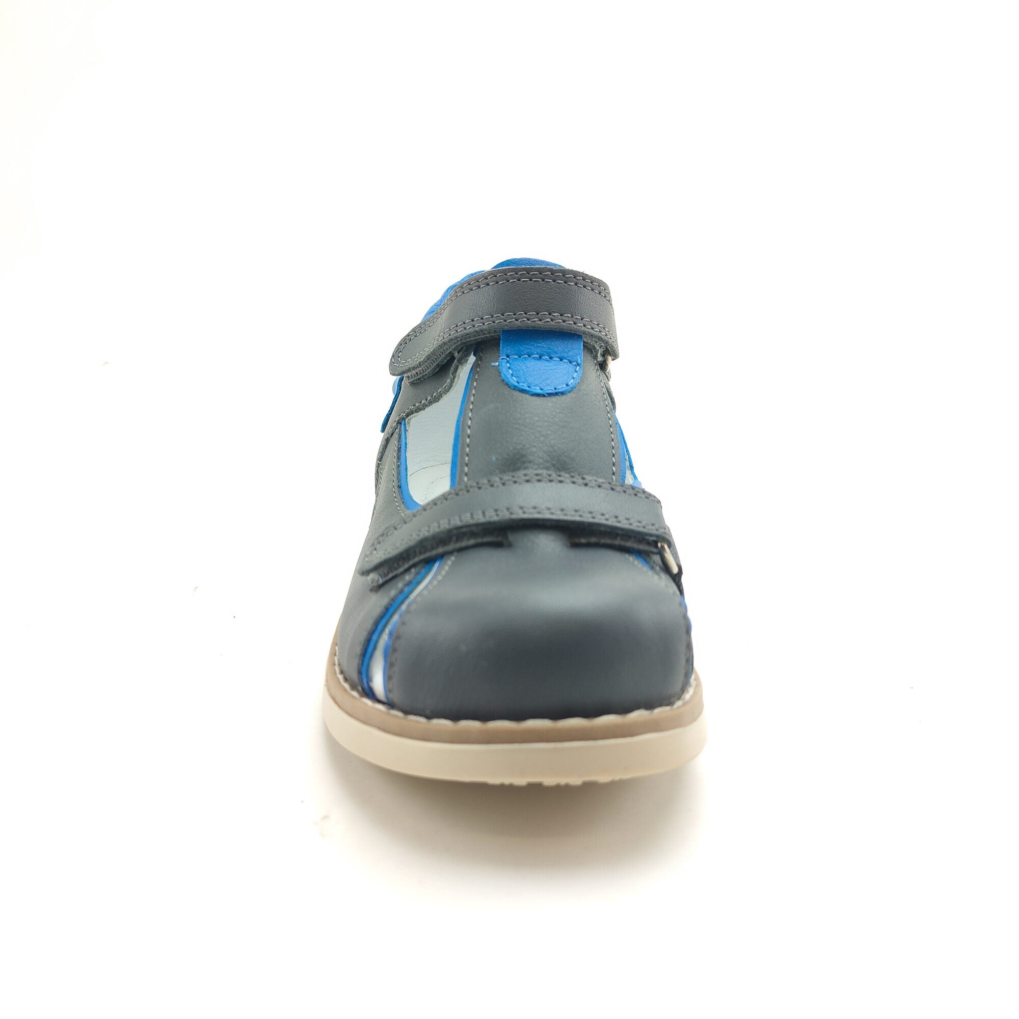 Ortoplus Deri Ortopedik Çocuk Sandalet P OZ502 GRİ - SAX MAVİ - OrtoPlus